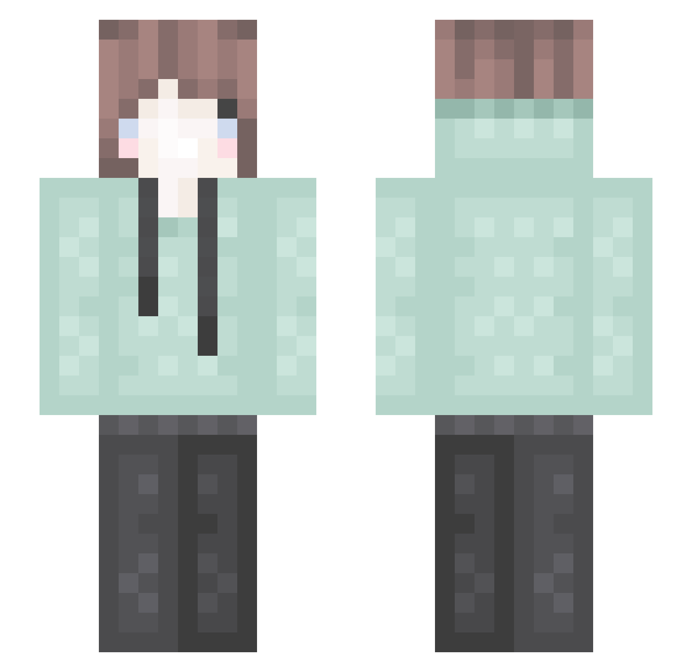 Schema Minecraft skin, front and back view