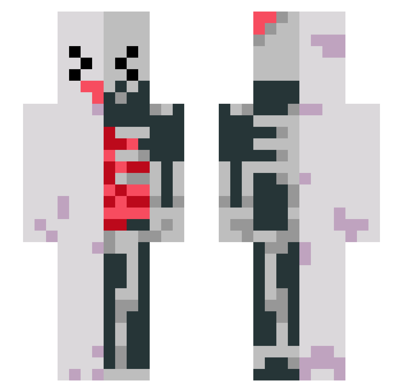 Klahecc Minecraft skin, front and back view