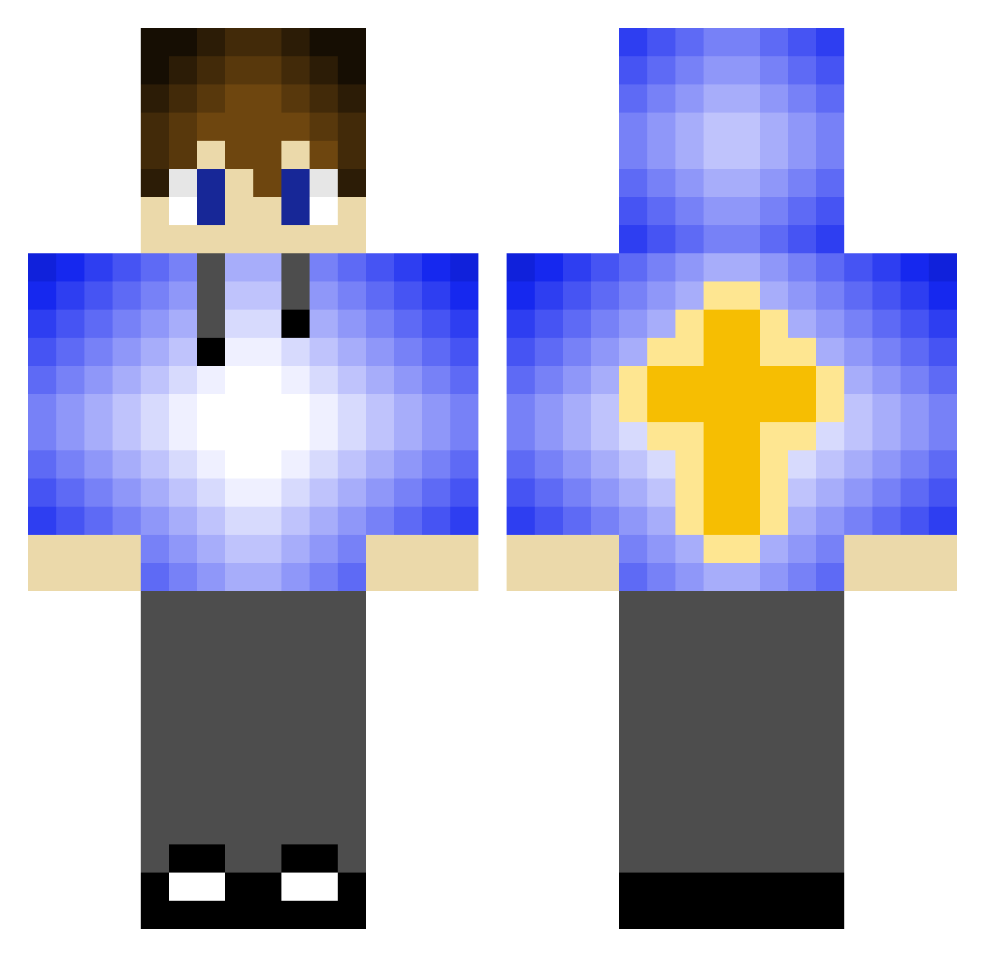gameb0n3 Minecraft skin, front and back view