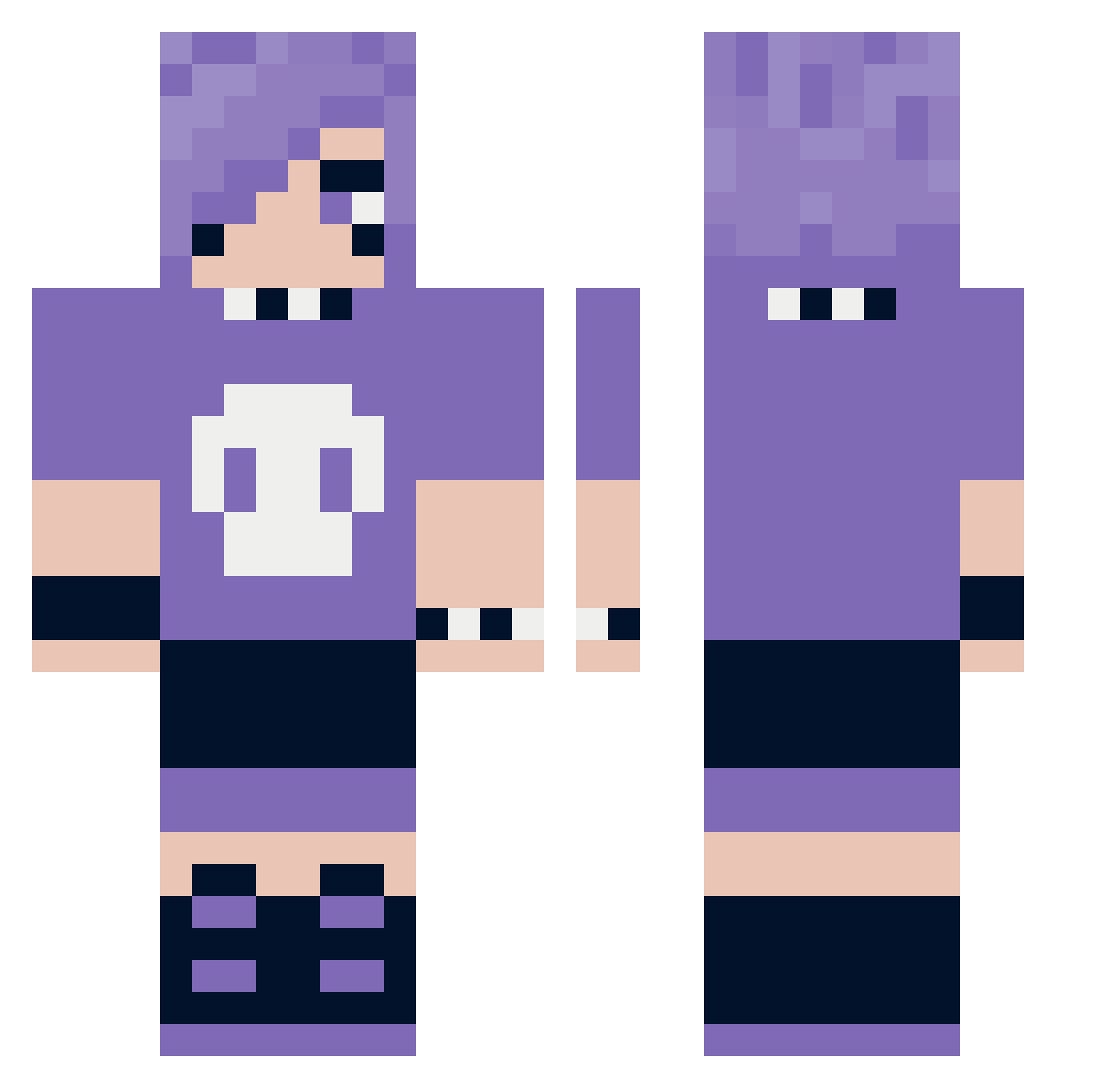 Hide_Hirofumi Minecraft skin, front and back view