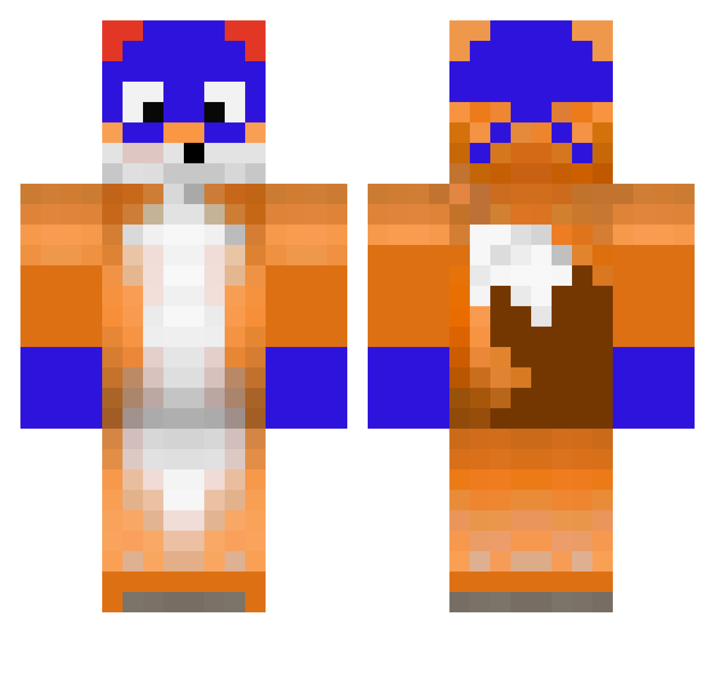 WatchMePop Minecraft skin, front and back view