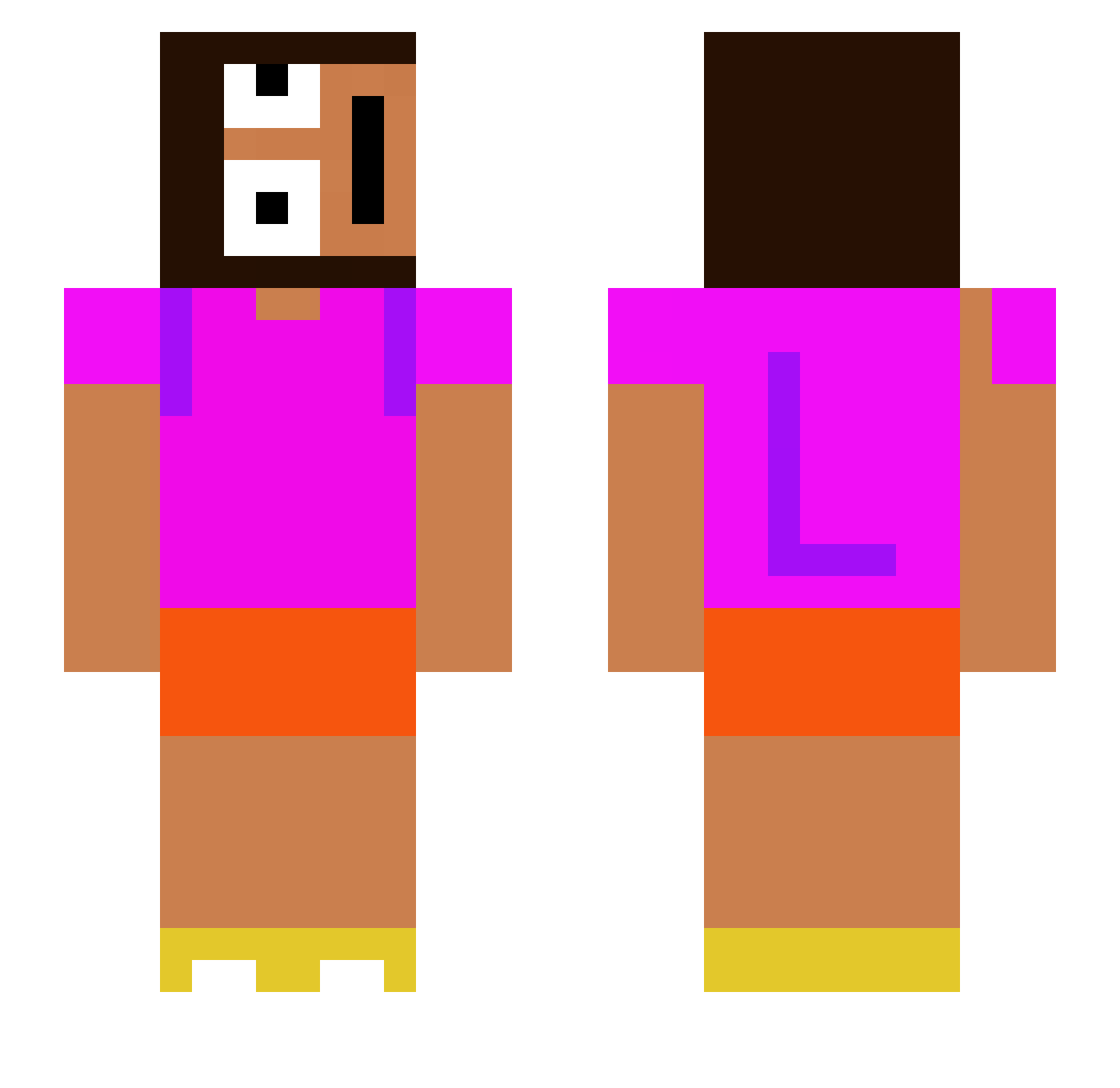 redfxrd Minecraft skin, front and back view