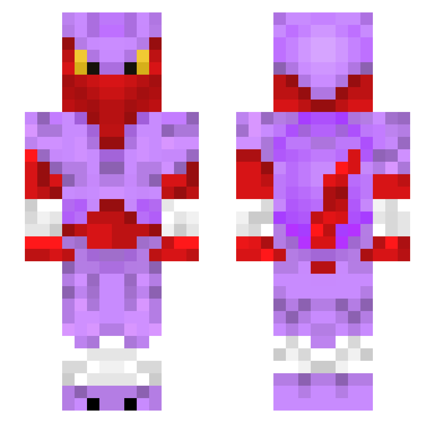 Protowolf Minecraft skin, front and back view