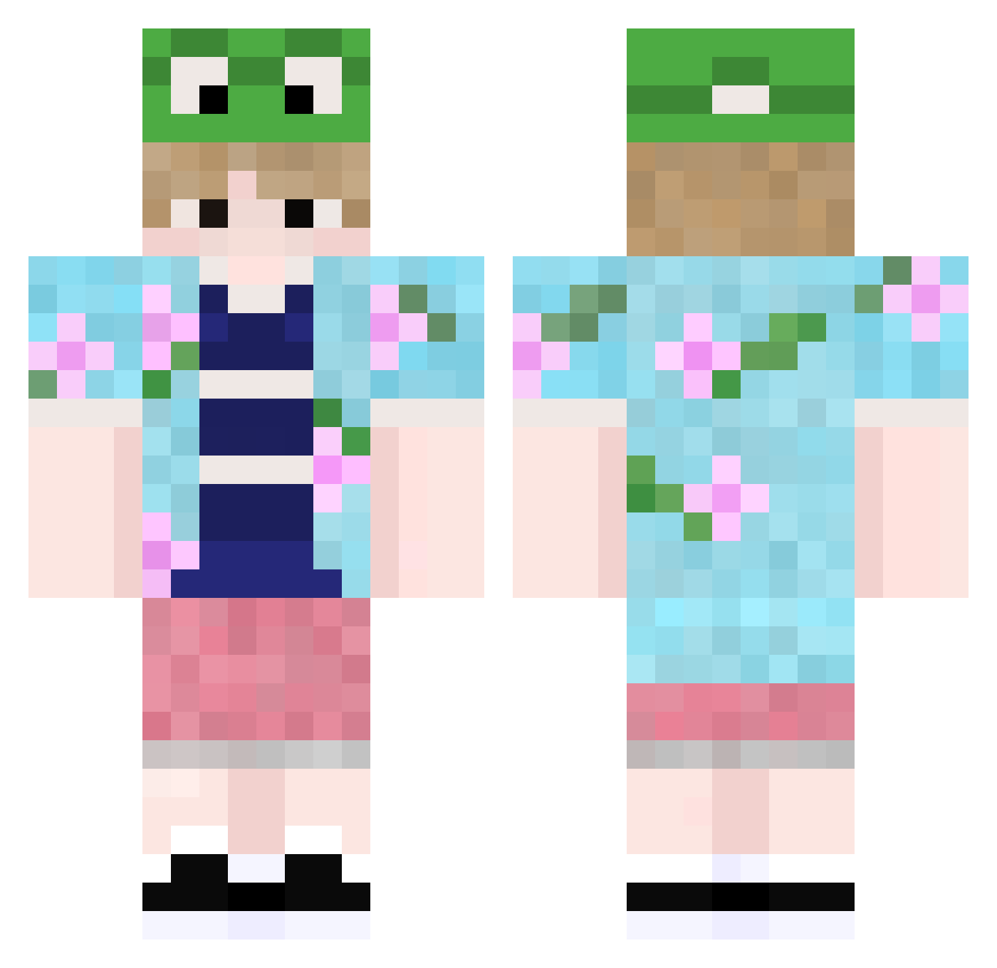 Sharcay Minecraft skin, front and back view