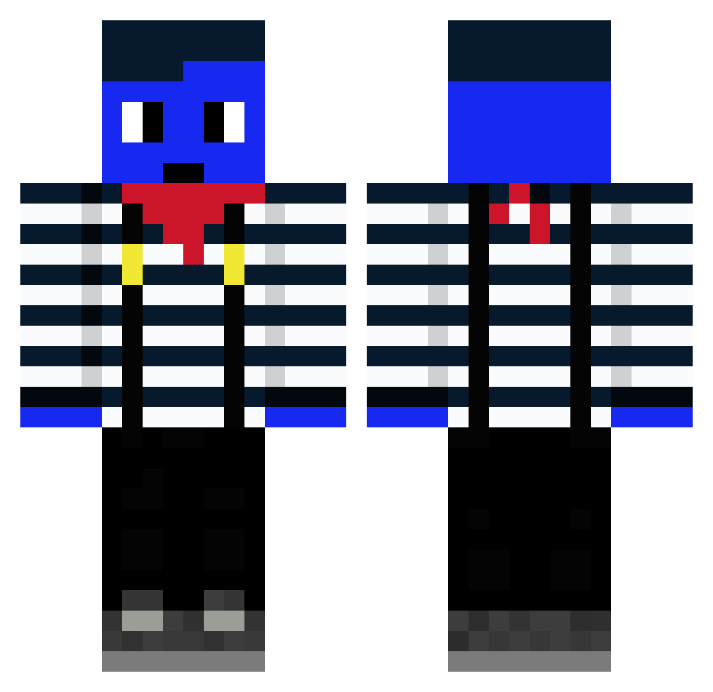WeirdGamerz3501 Minecraft skin, front and back view