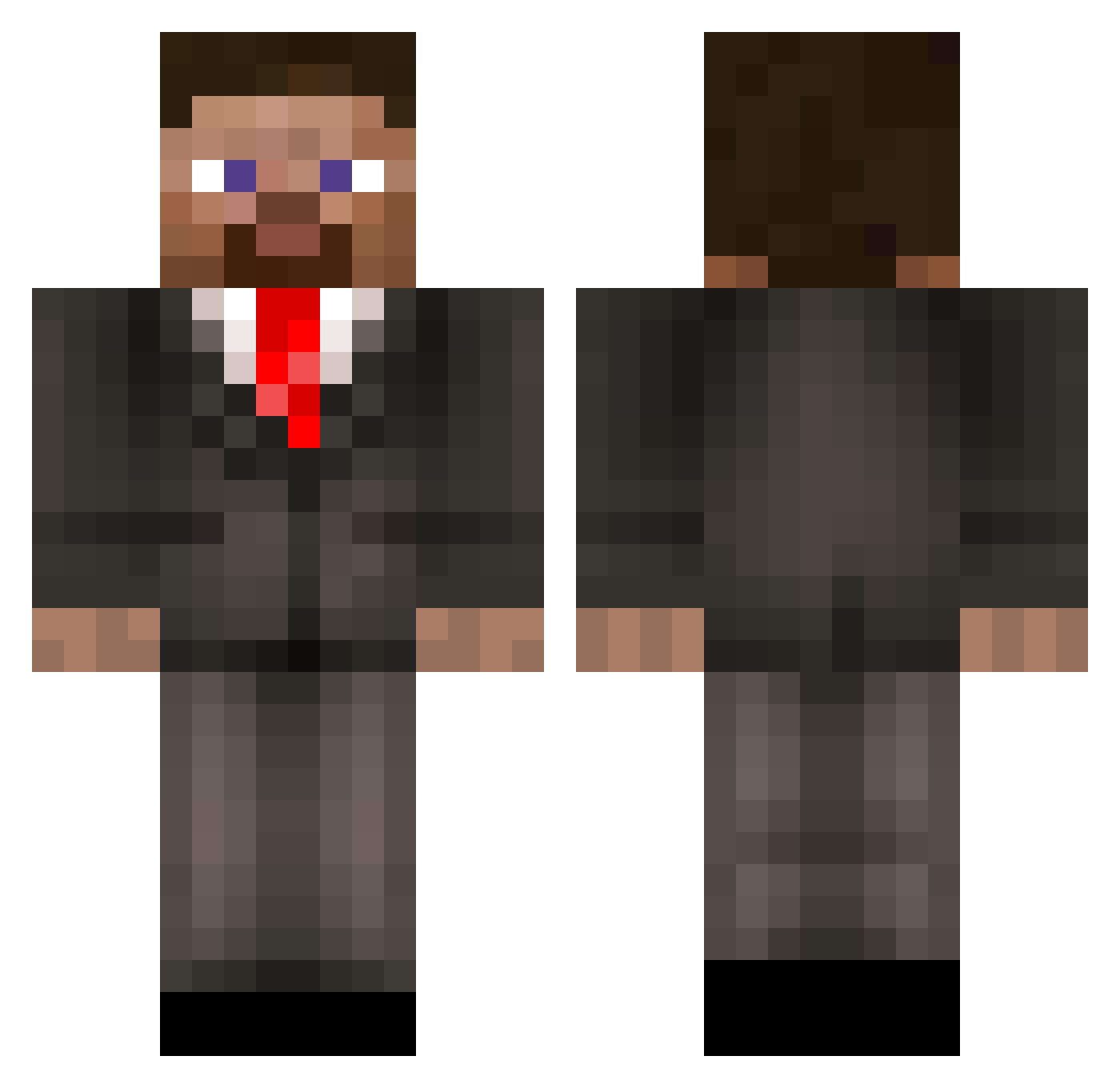 qmclol Minecraft skin, front and back view