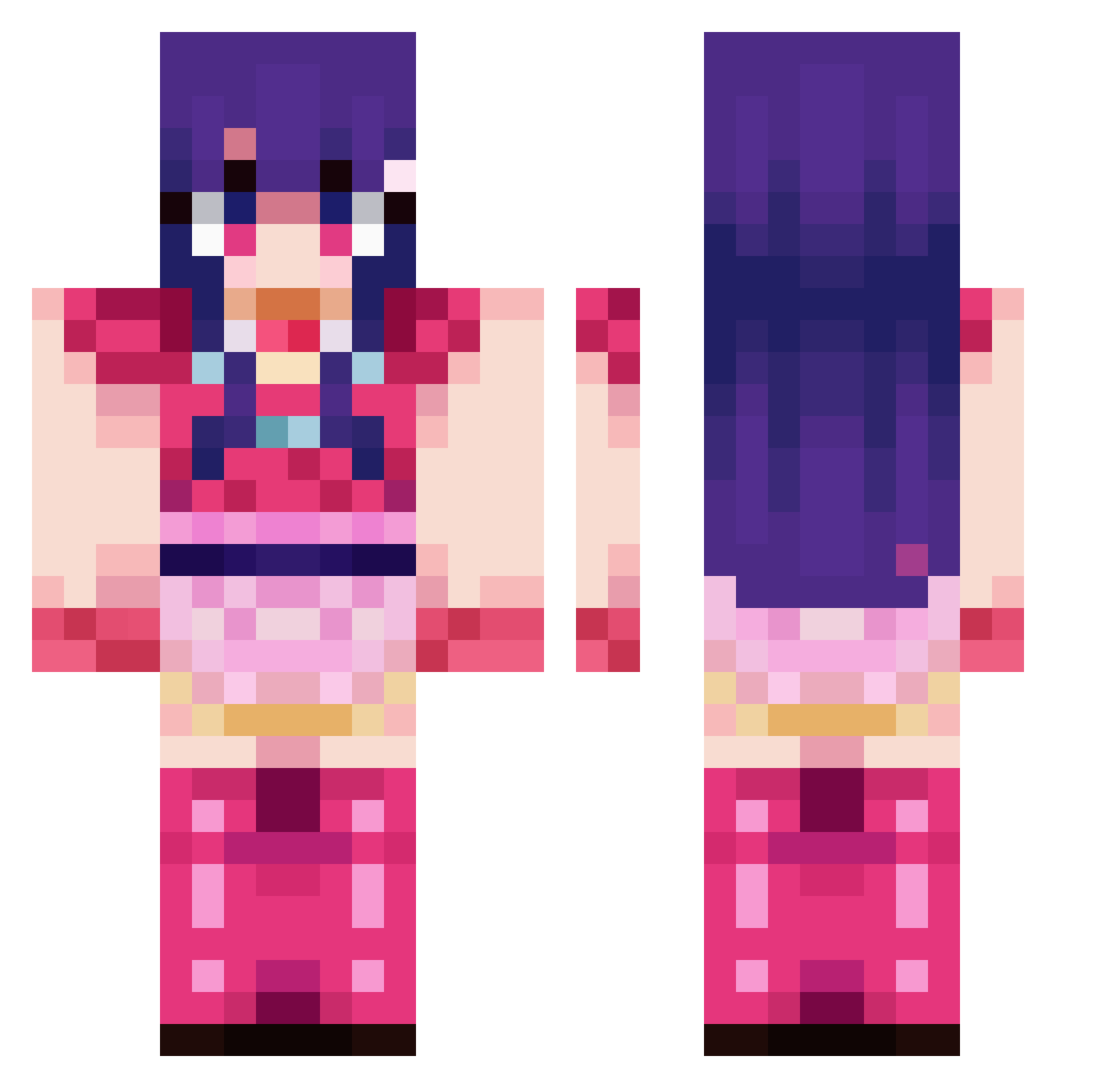 yukkSZ Minecraft skin, front and back view