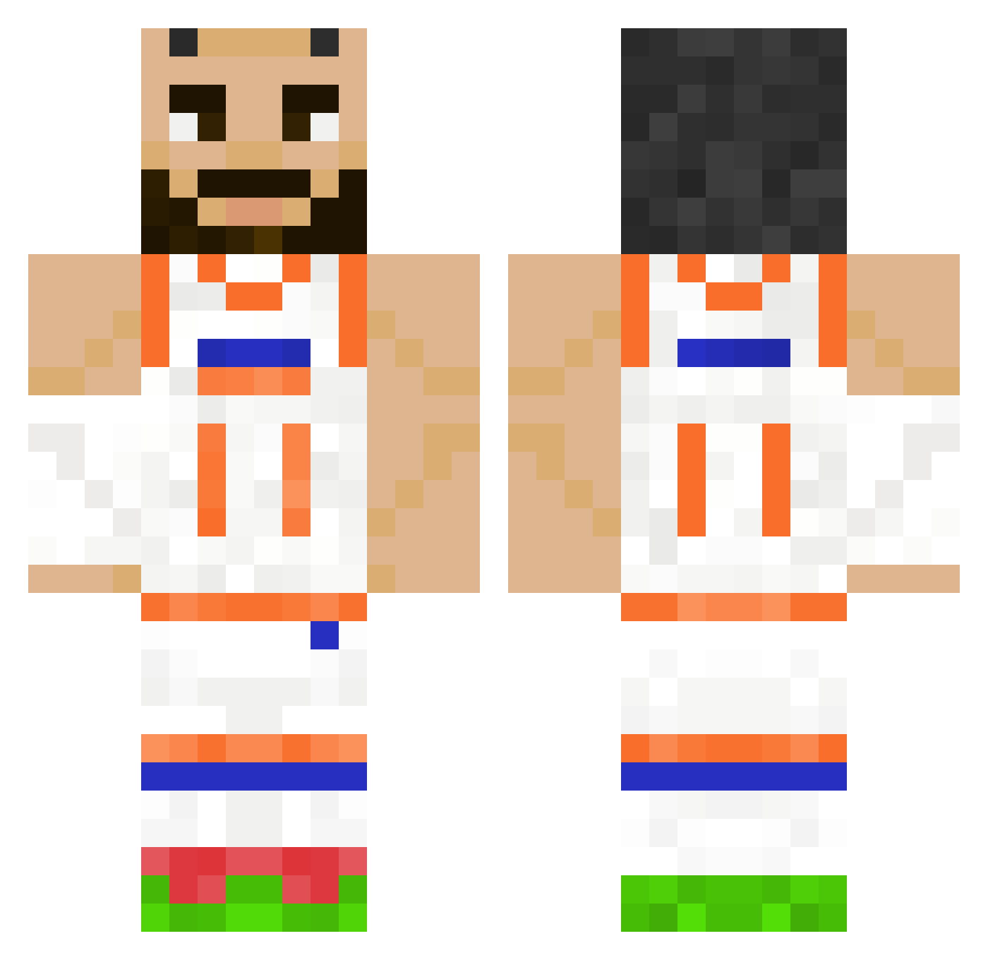 Raypister Minecraft skin, front and back view