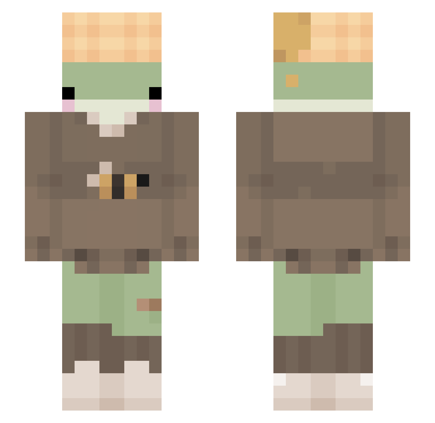 Frogaes Minecraft skin, front and back view