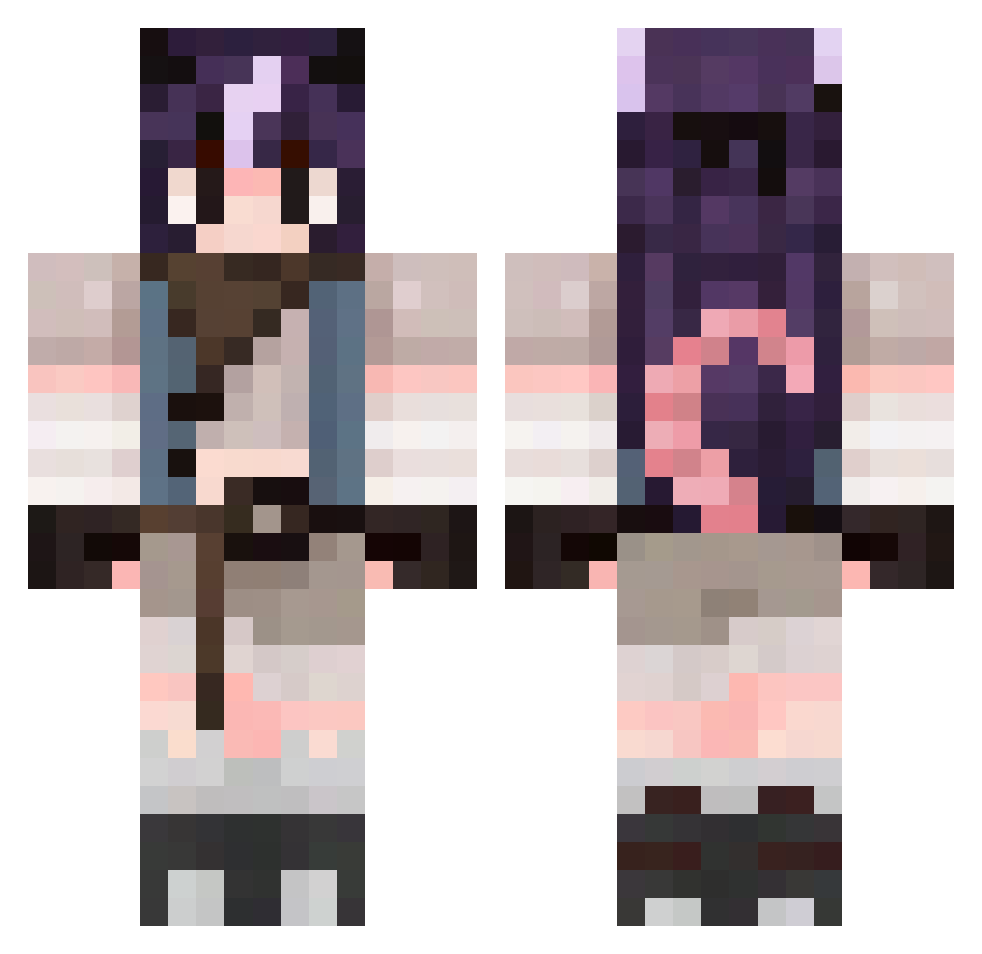VVlnter Minecraft skin, front and back view