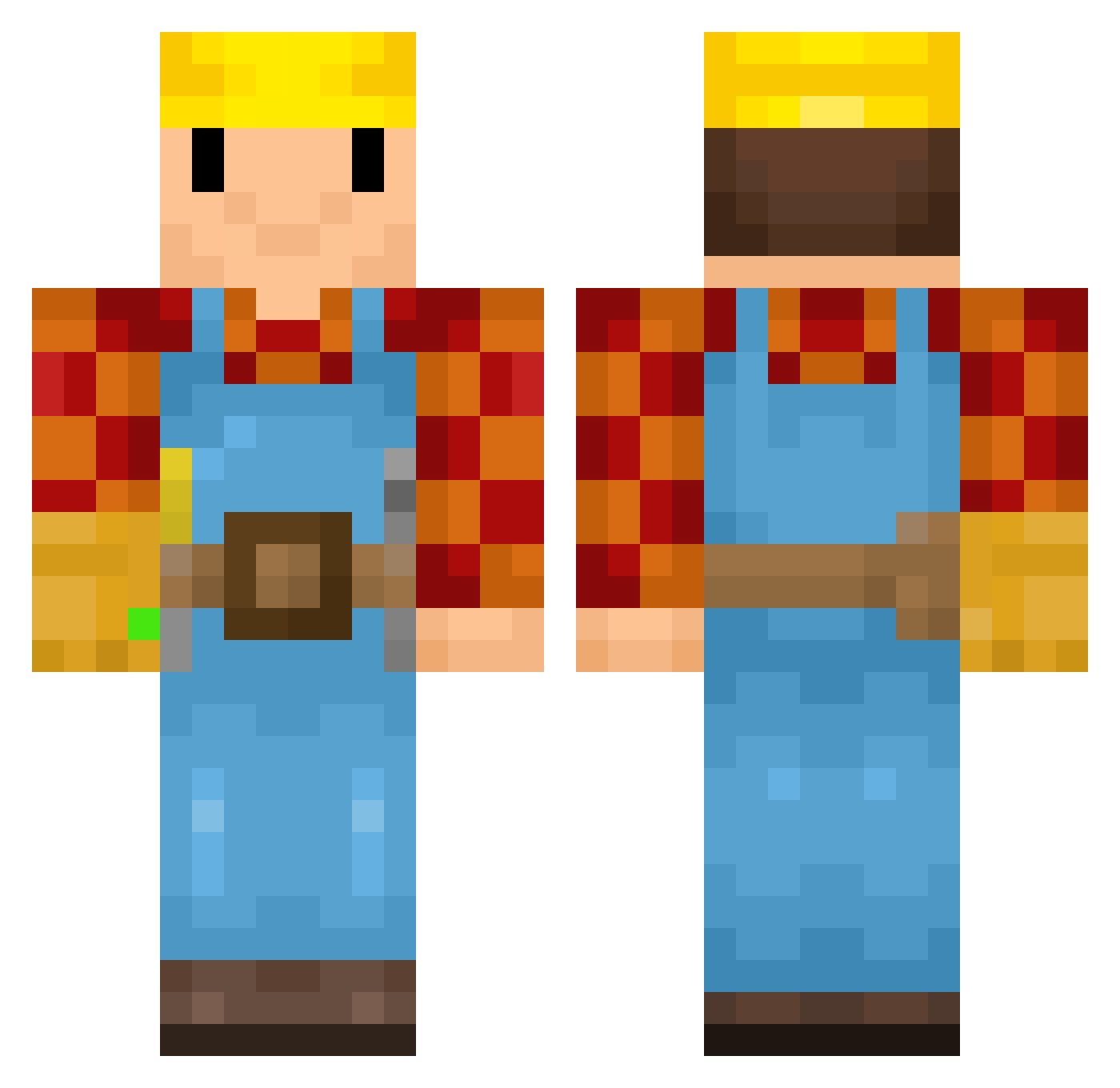 rkt100 Minecraft skin, front and back view