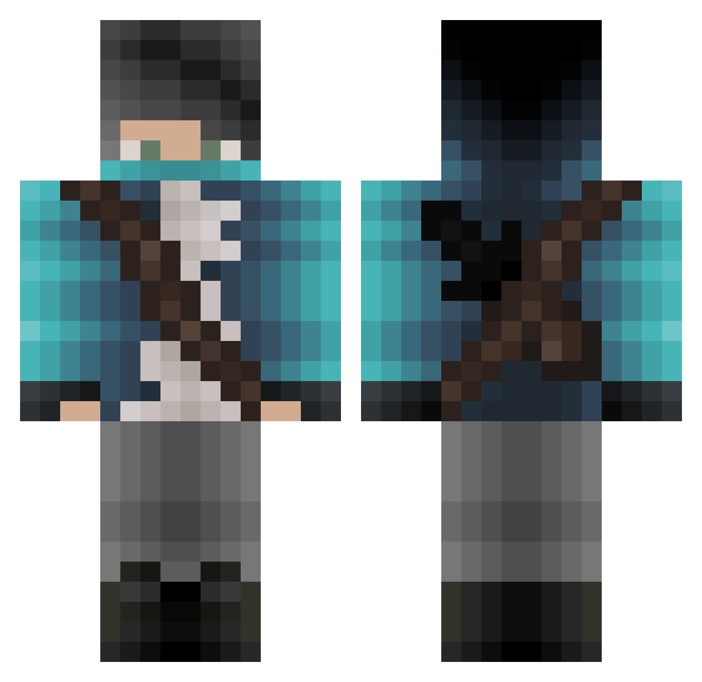 ChaosSavage Minecraft skin, front and back view