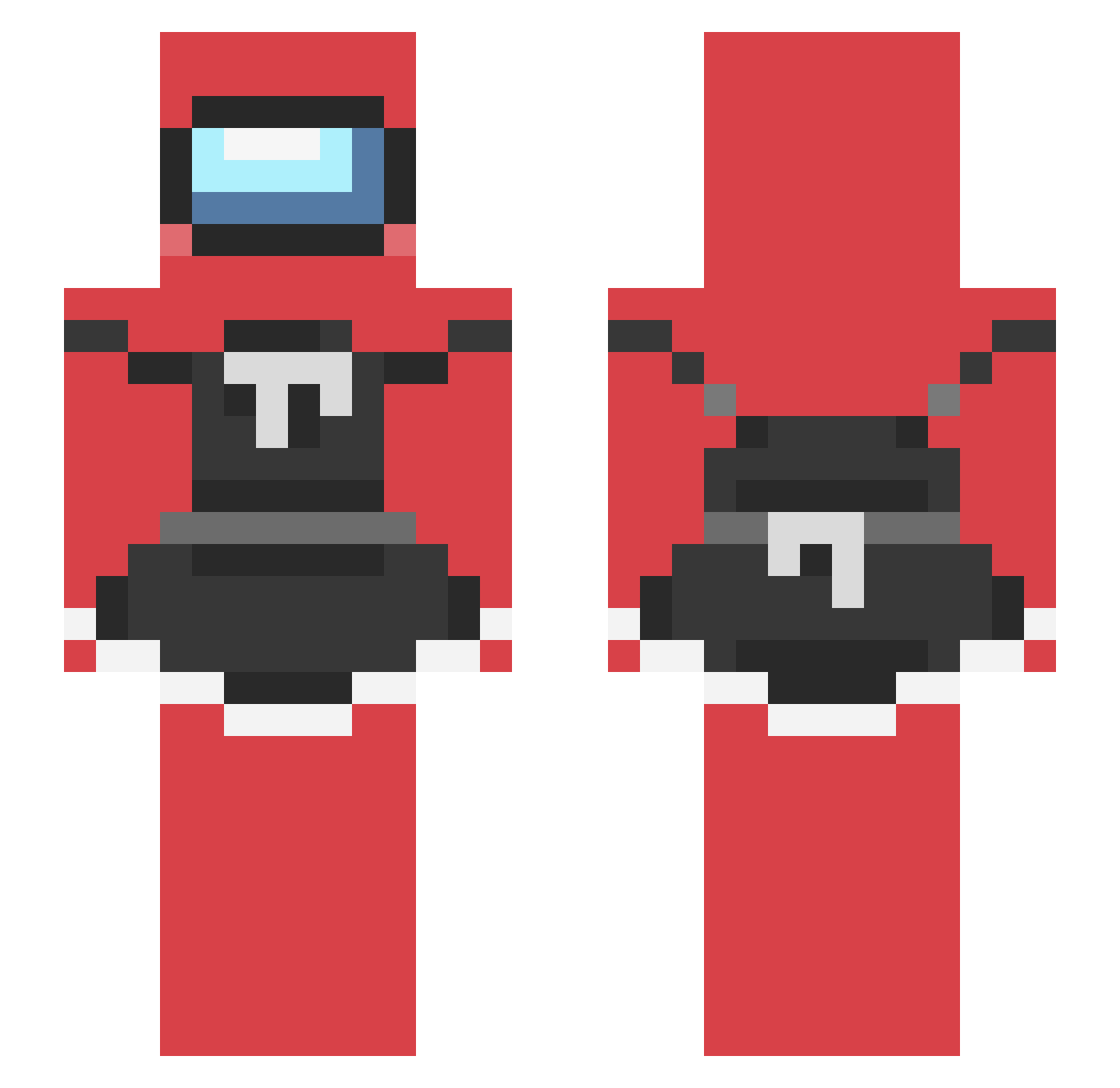 Pluriserial Minecraft skin, front and back view