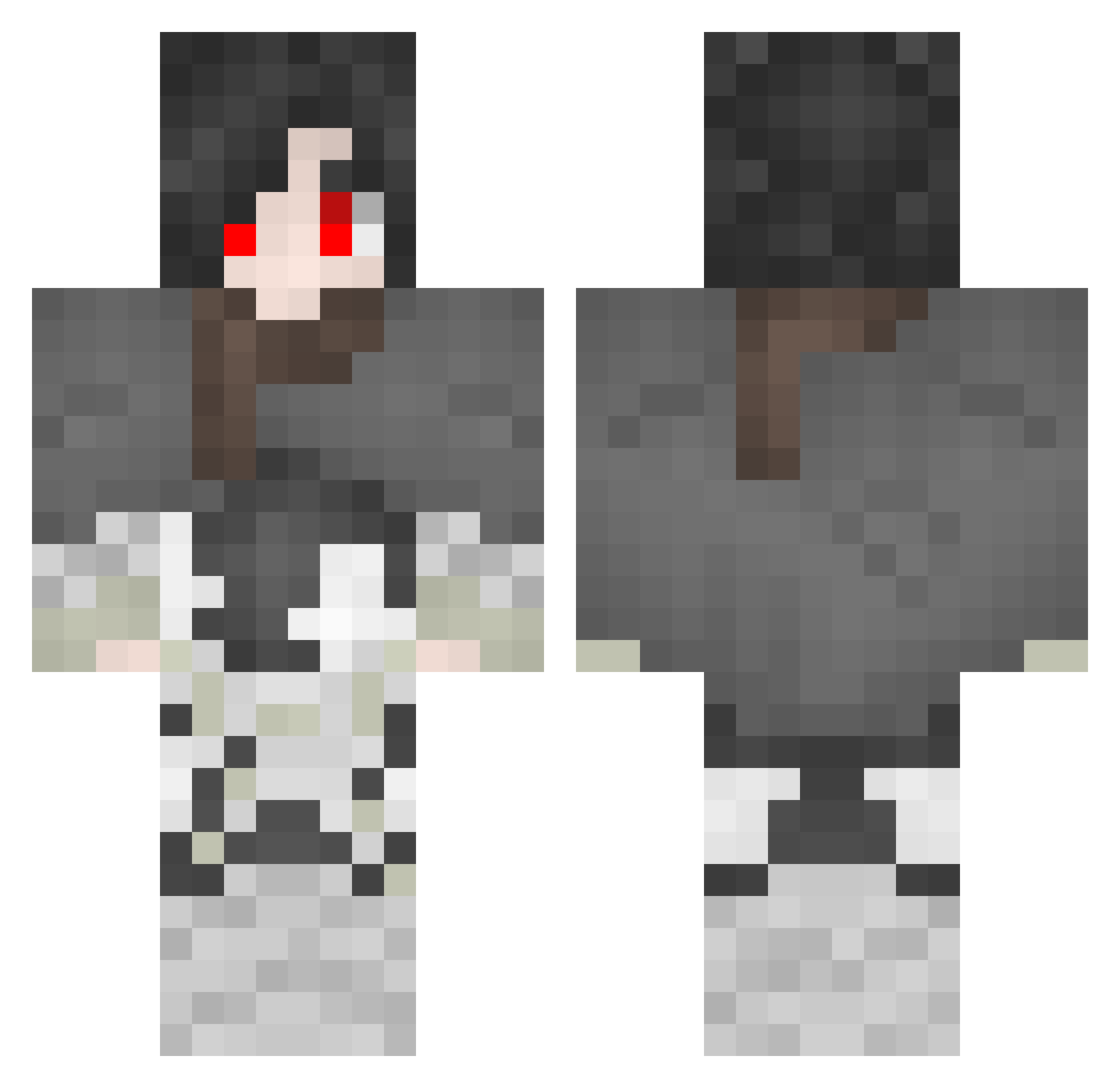 Pr4yc3 Minecraft skin, front and back view