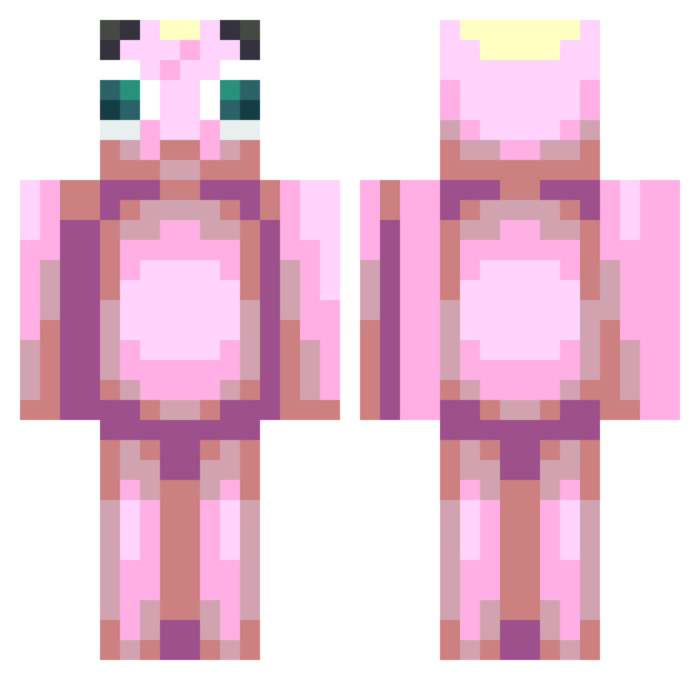 Nukecy Minecraft skin, front and back view