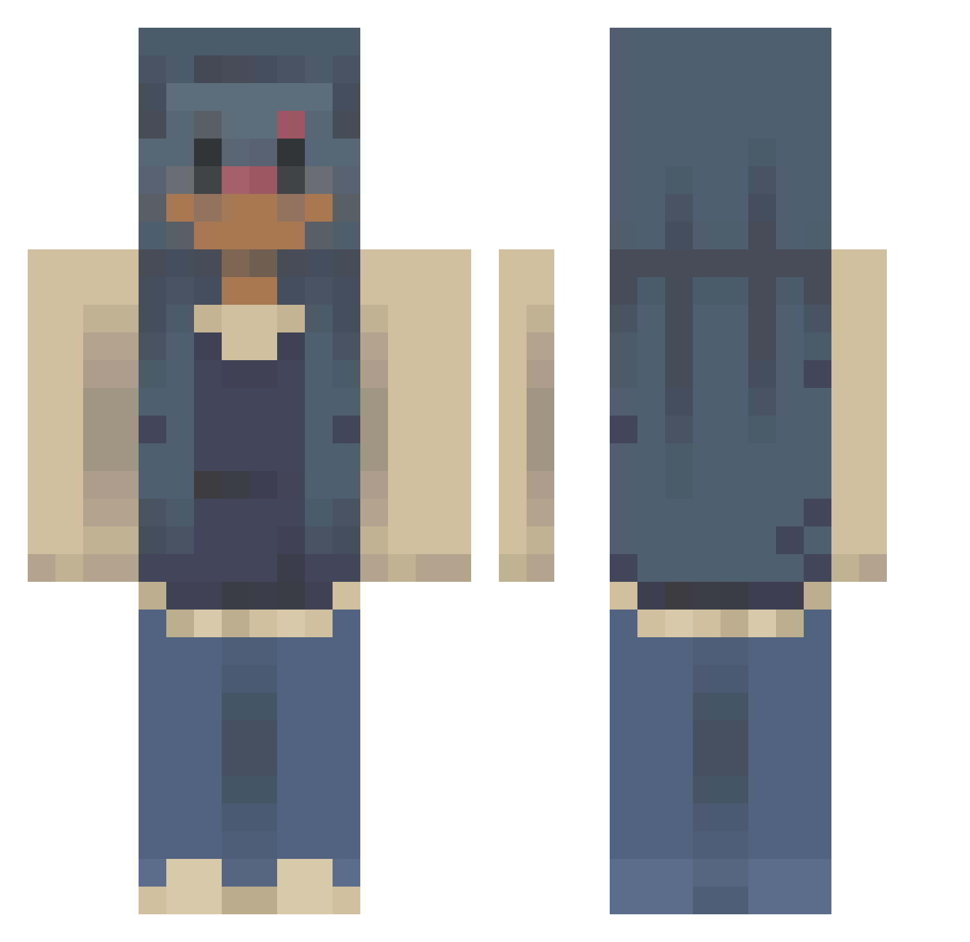 Zulaaa Minecraft skin, front and back view