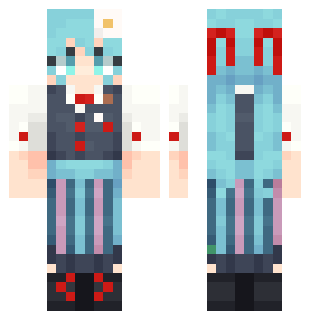 CrowHopper Minecraft skin, front and back view