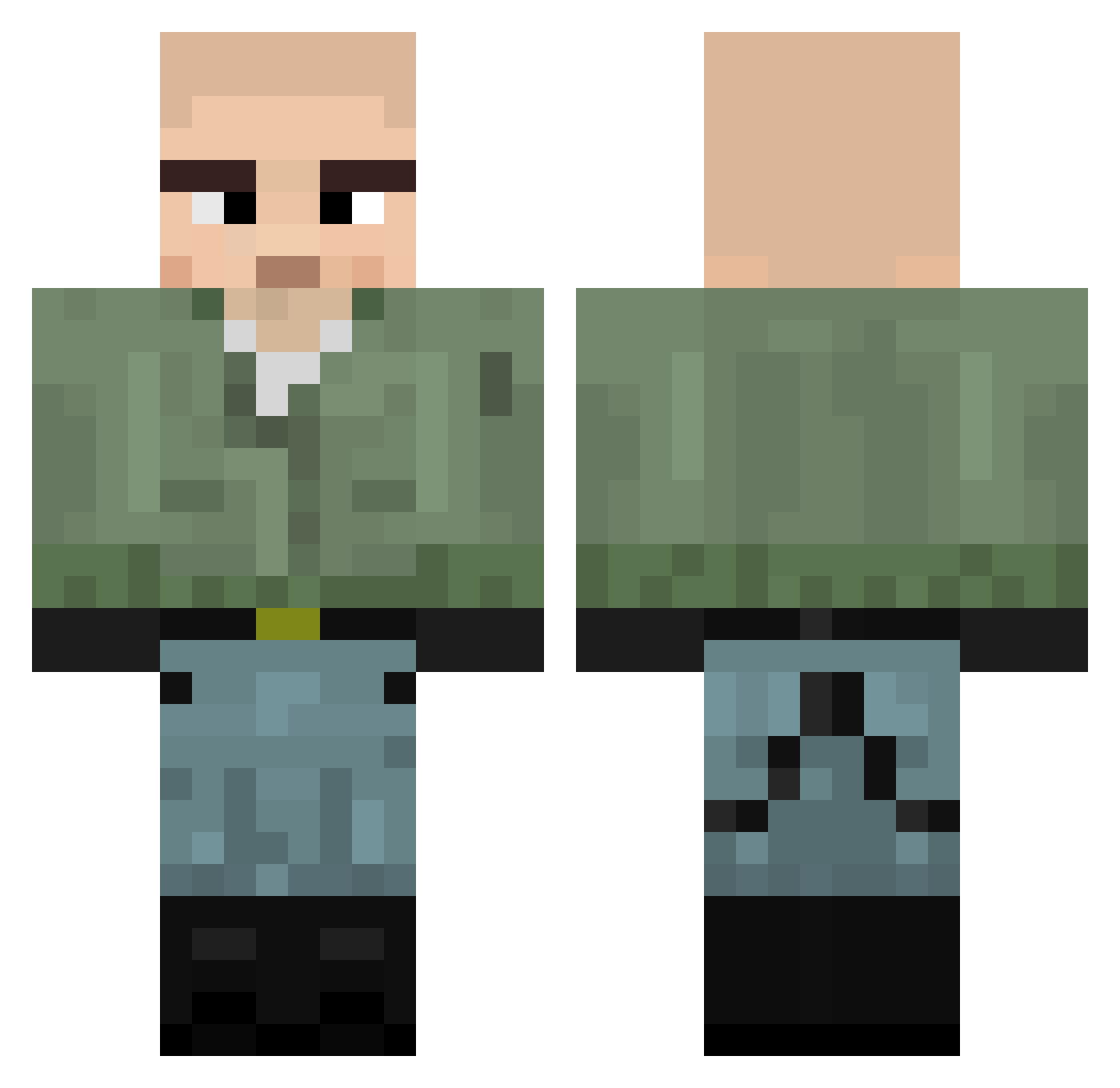 Sarkon9838 Minecraft skin, front and back view