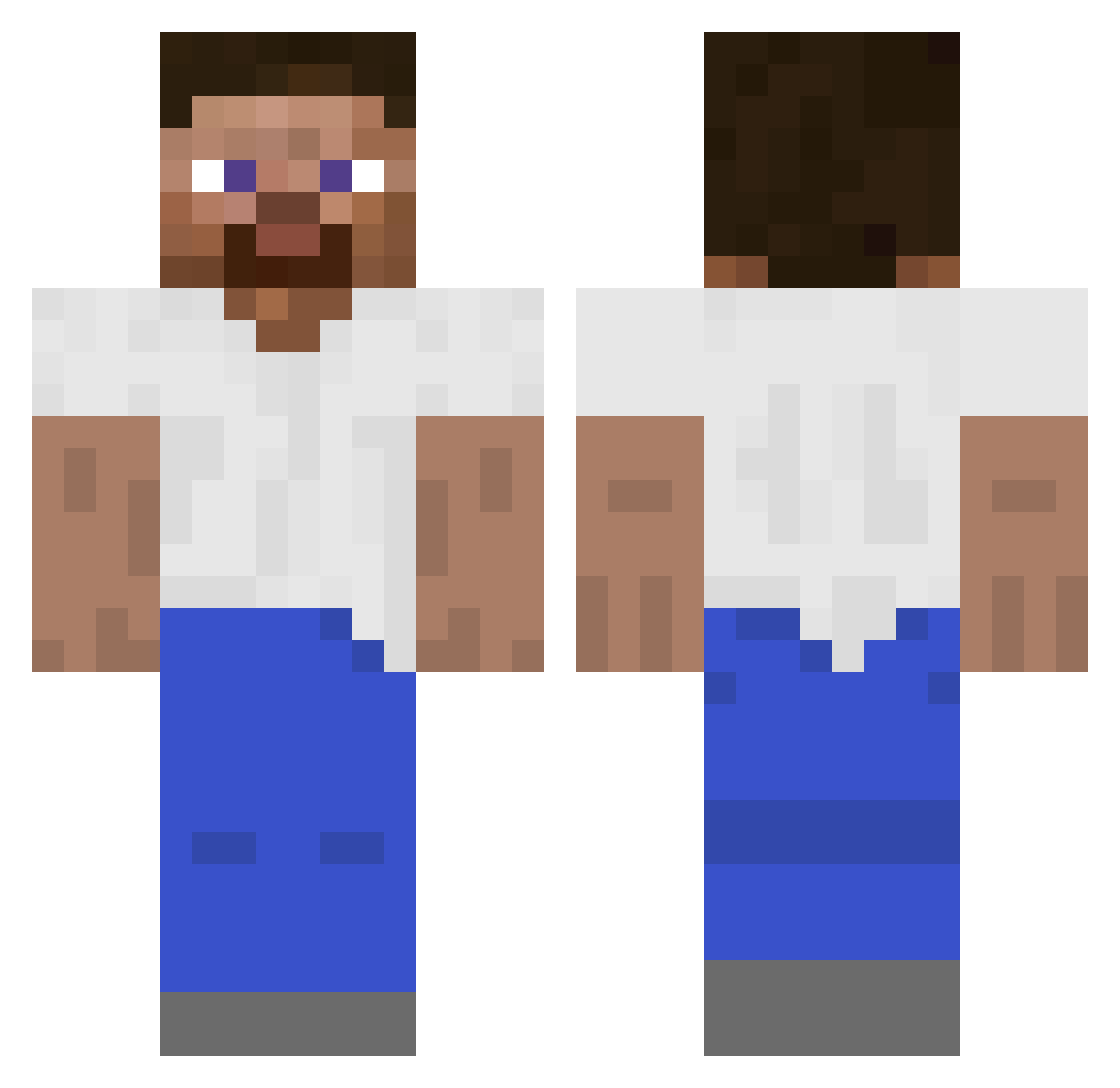 Shortcut Minecraft skin, front and back view