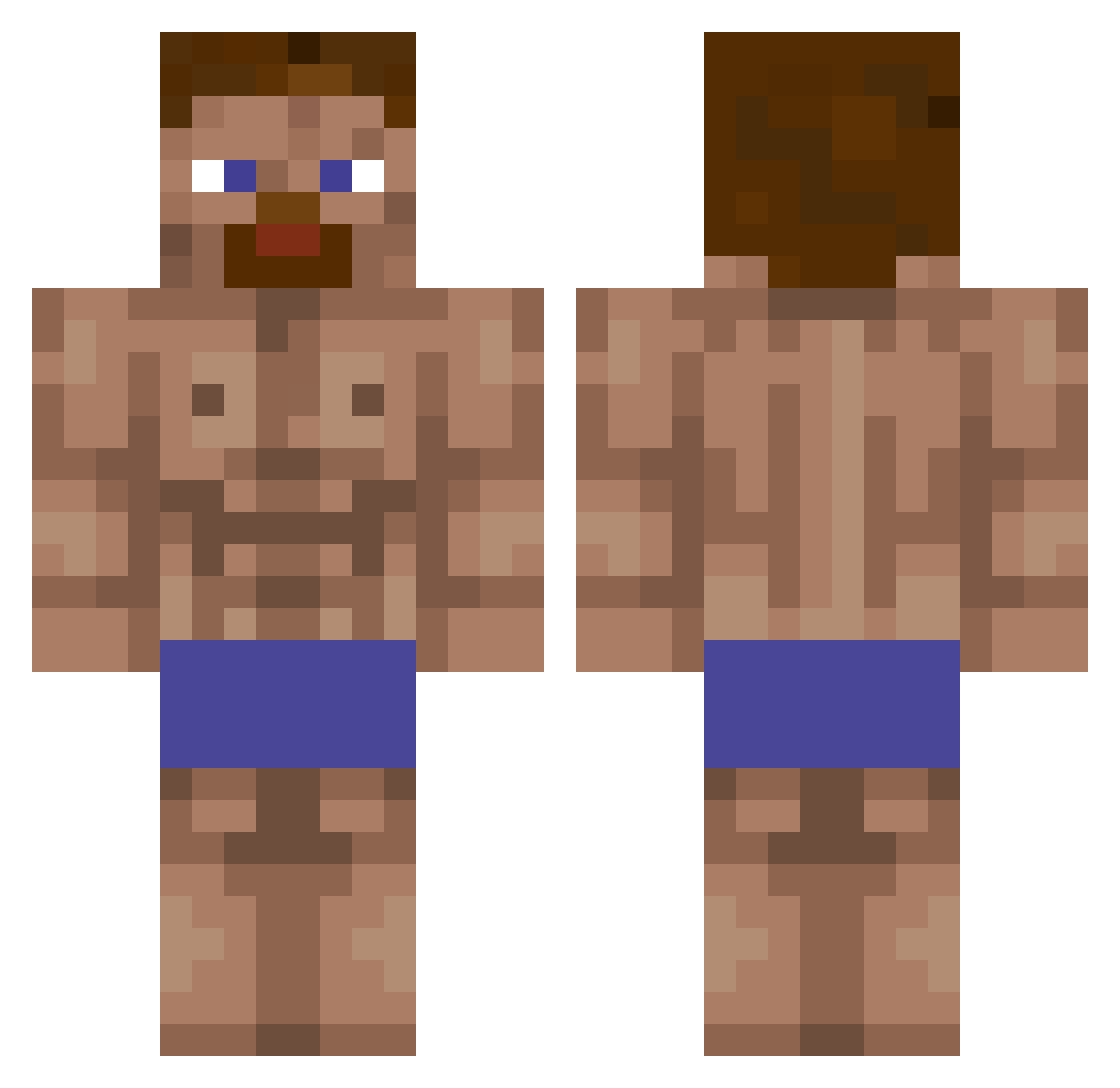vihertava Minecraft skin, front and back view