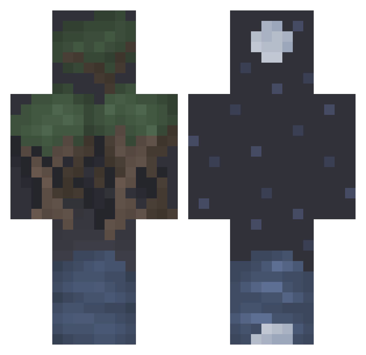 Etord Minecraft skin, front and back view