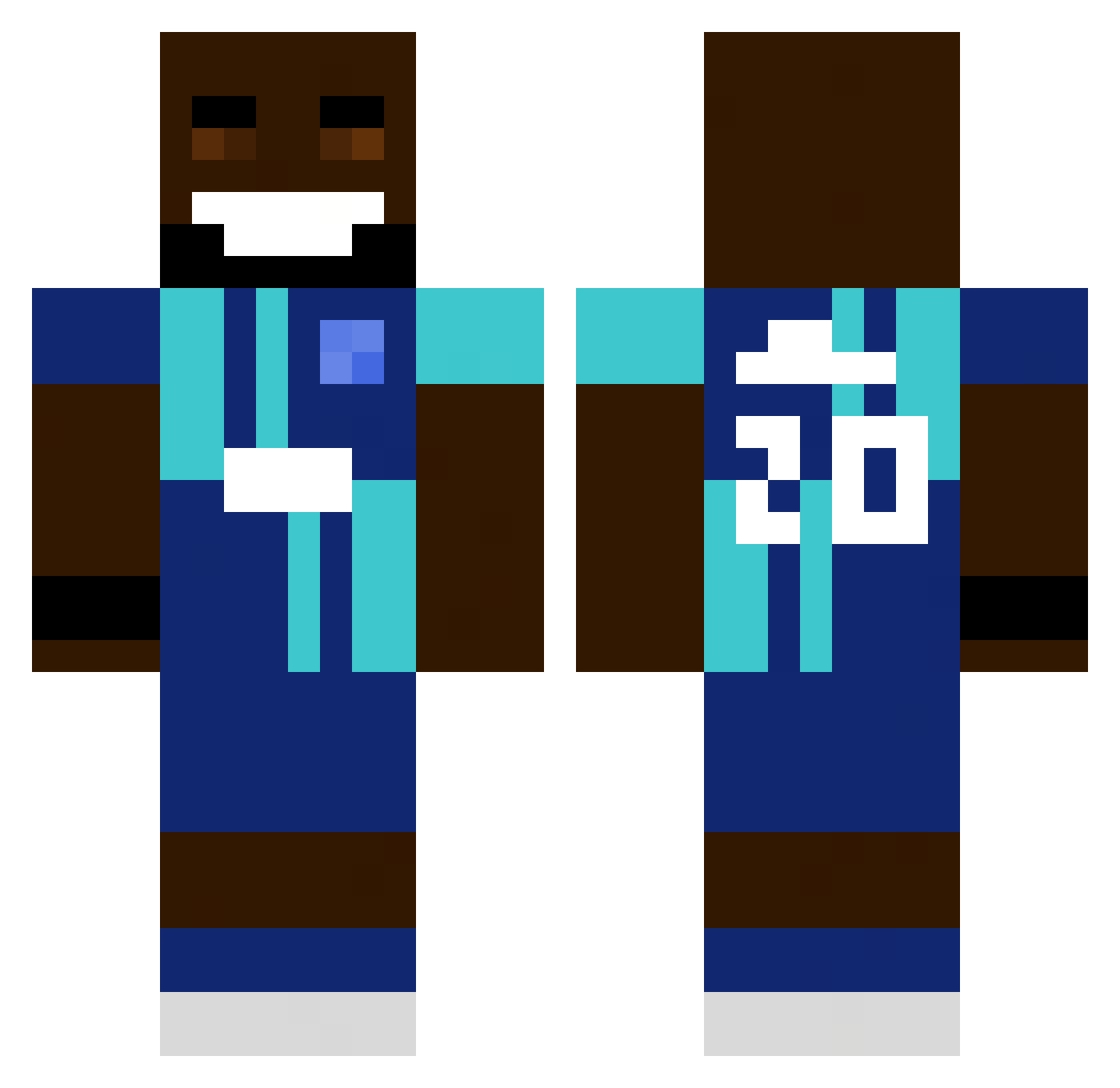 ElQuebeco Minecraft skin, front and back view