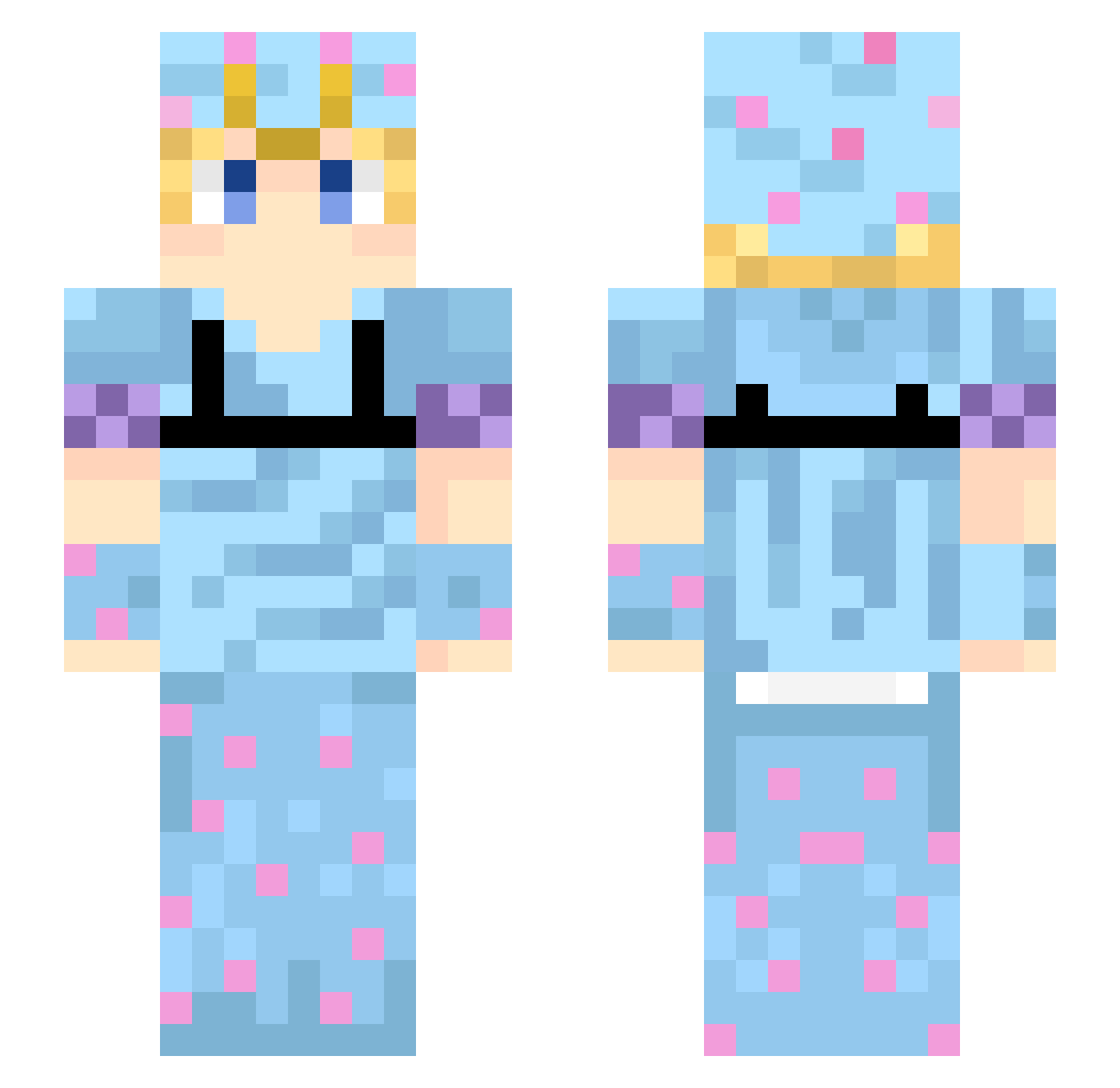 Aron_wowowo Minecraft skin, front and back view