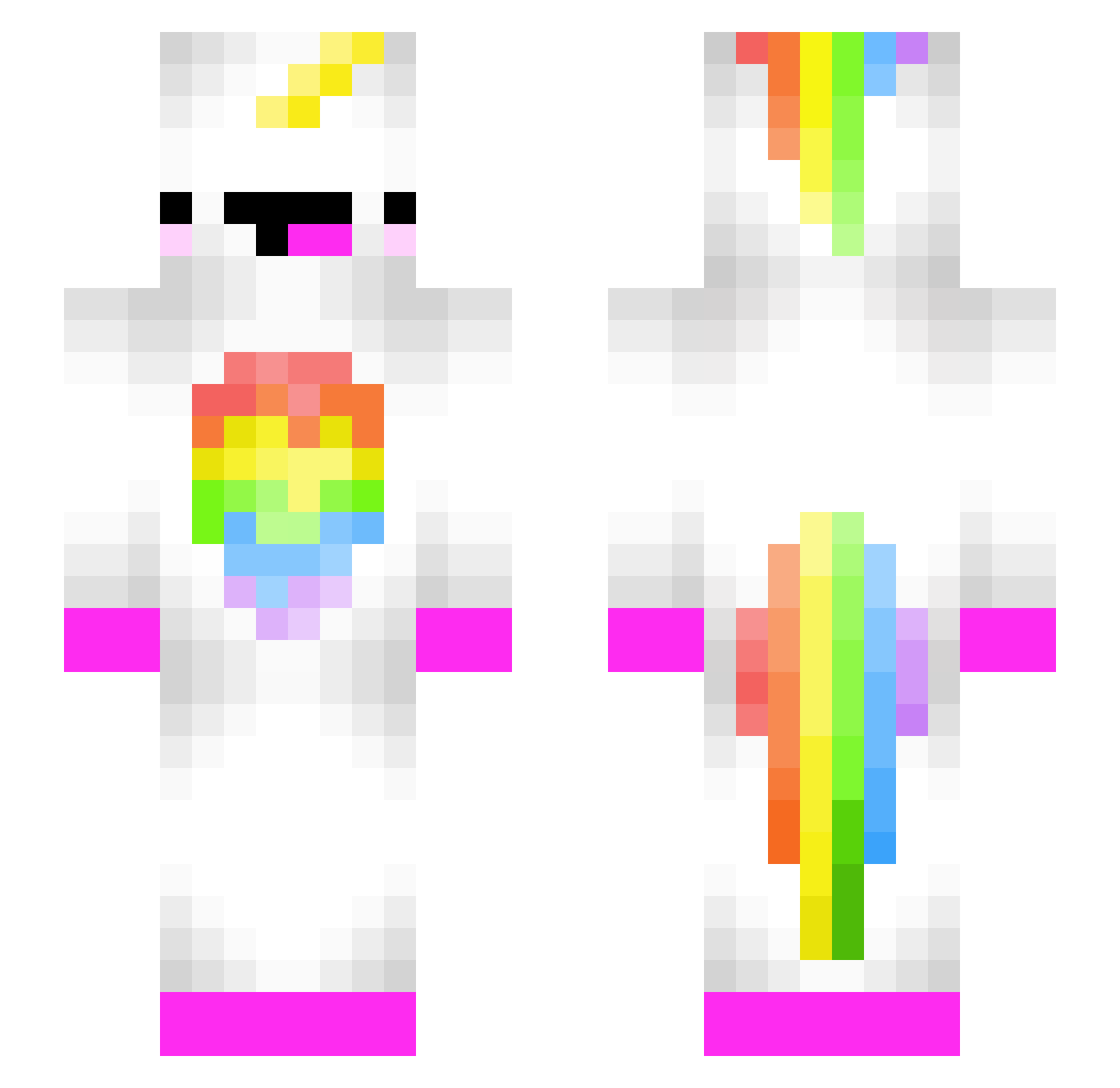 UnicornGamer69 Minecraft skin, front and back view