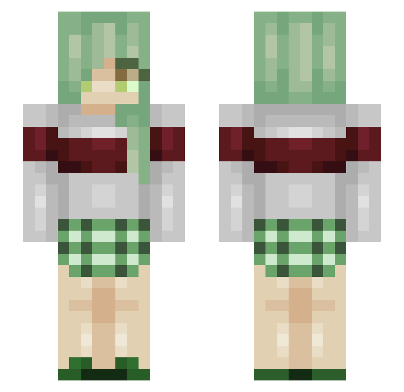 Yetzer Minecraft skin, front and back view