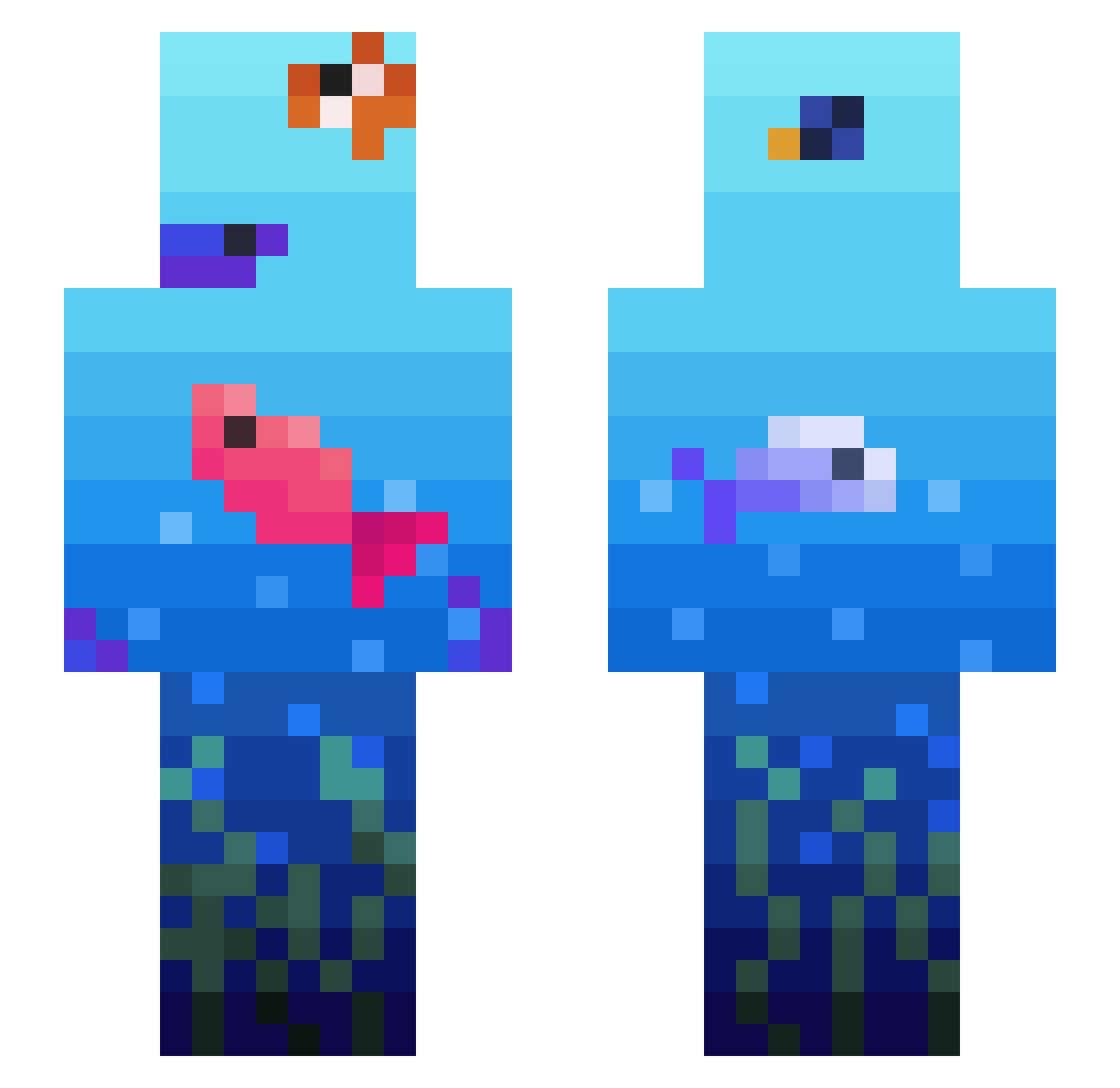 impure9 Minecraft skin, front and back view