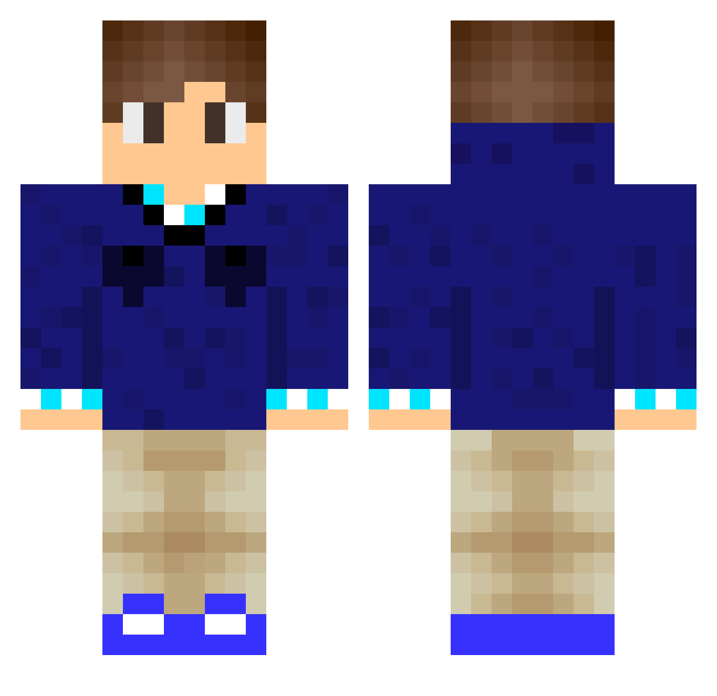 Hemsright Minecraft skin, front and back view