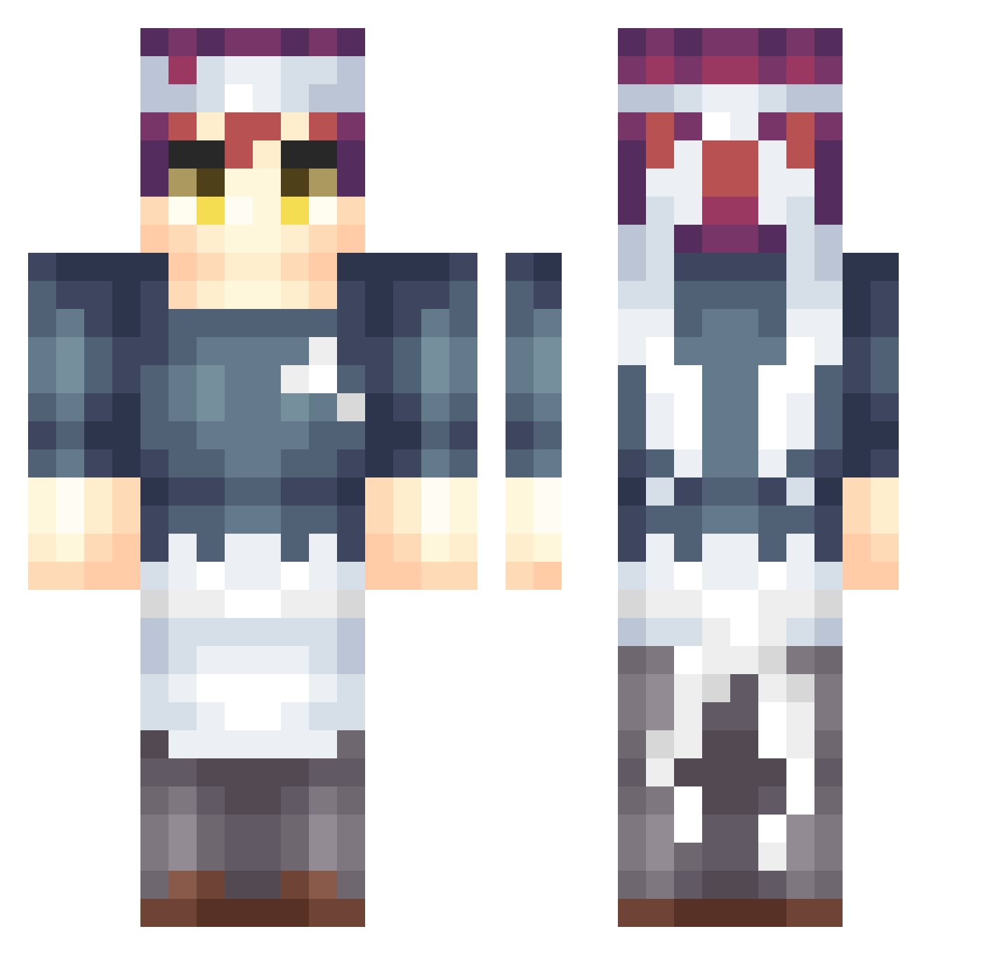 Yuukihirra Minecraft skin, front and back view