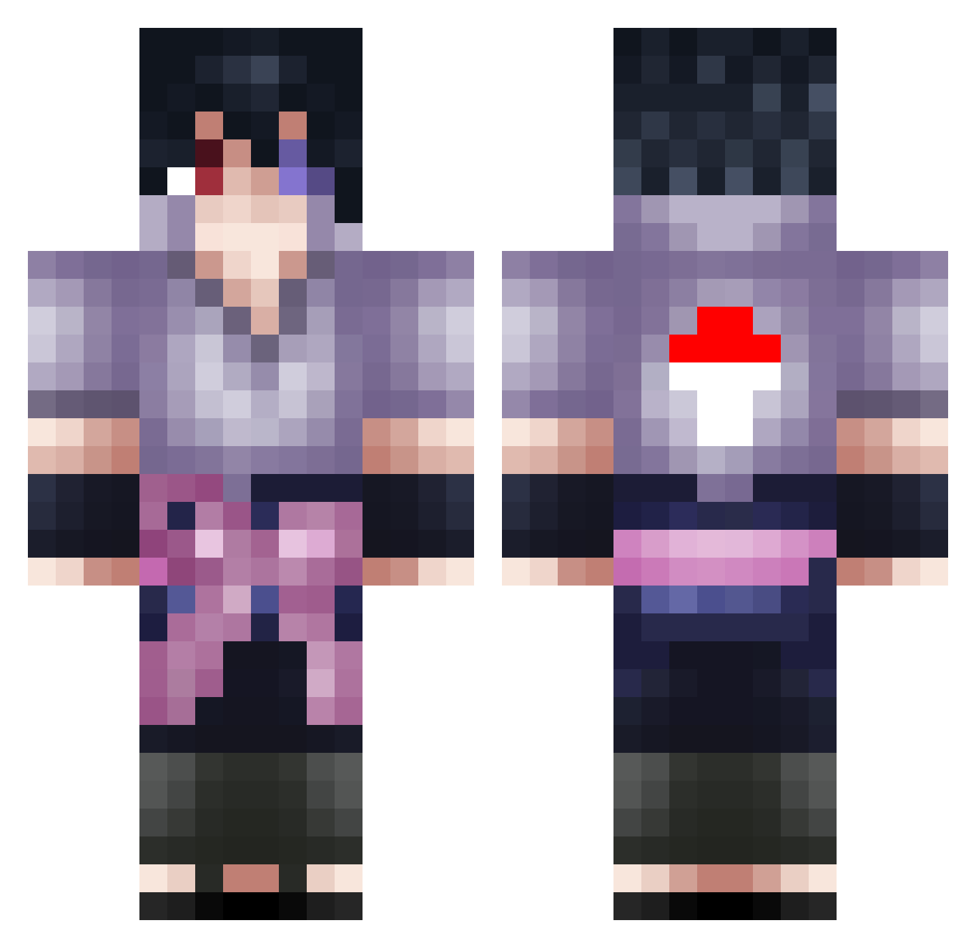 JairoUchiha Minecraft skin, front and back view