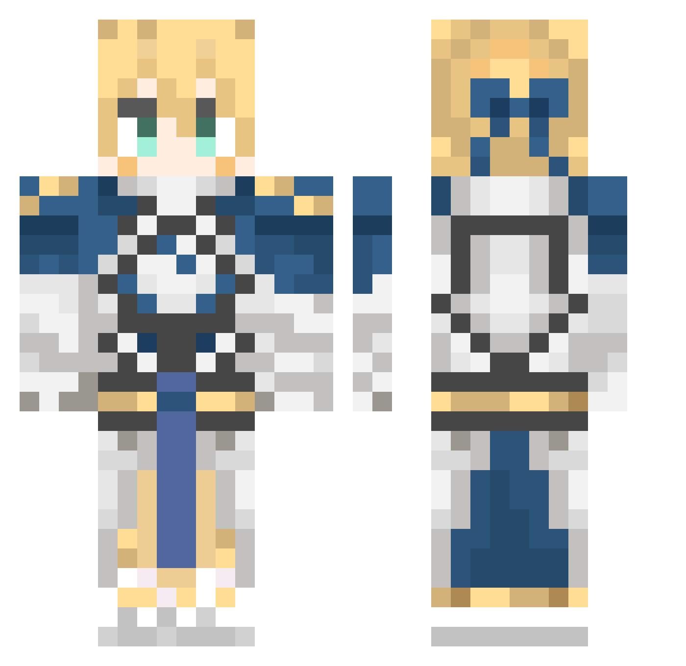 WTFGN Minecraft skin, front and back view