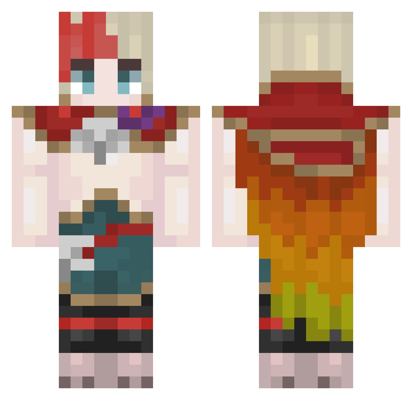 TukiSirk Minecraft skin, front and back view
