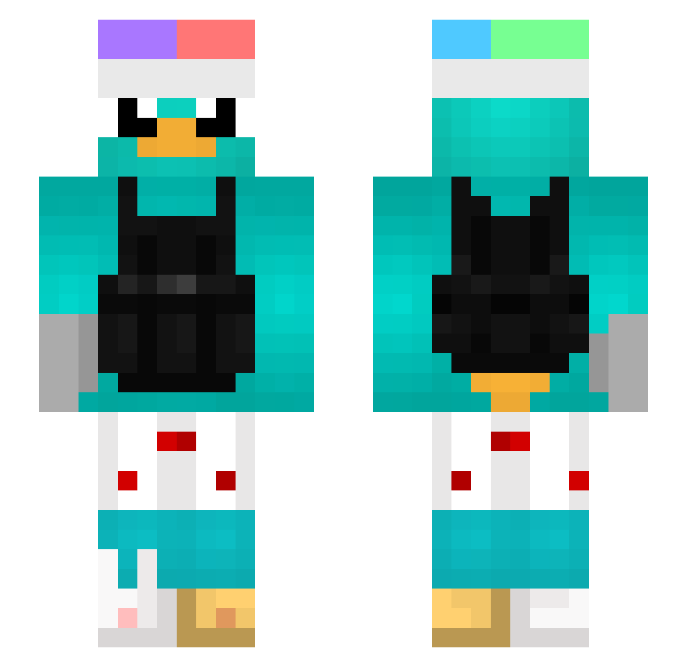 Liednich Minecraft skin, front and back view
