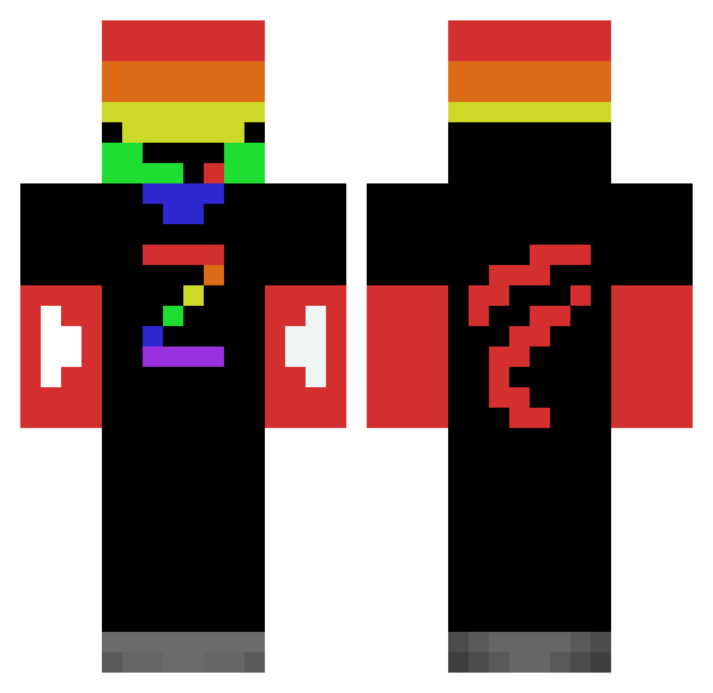 Zacharey008 Minecraft skin, front and back view