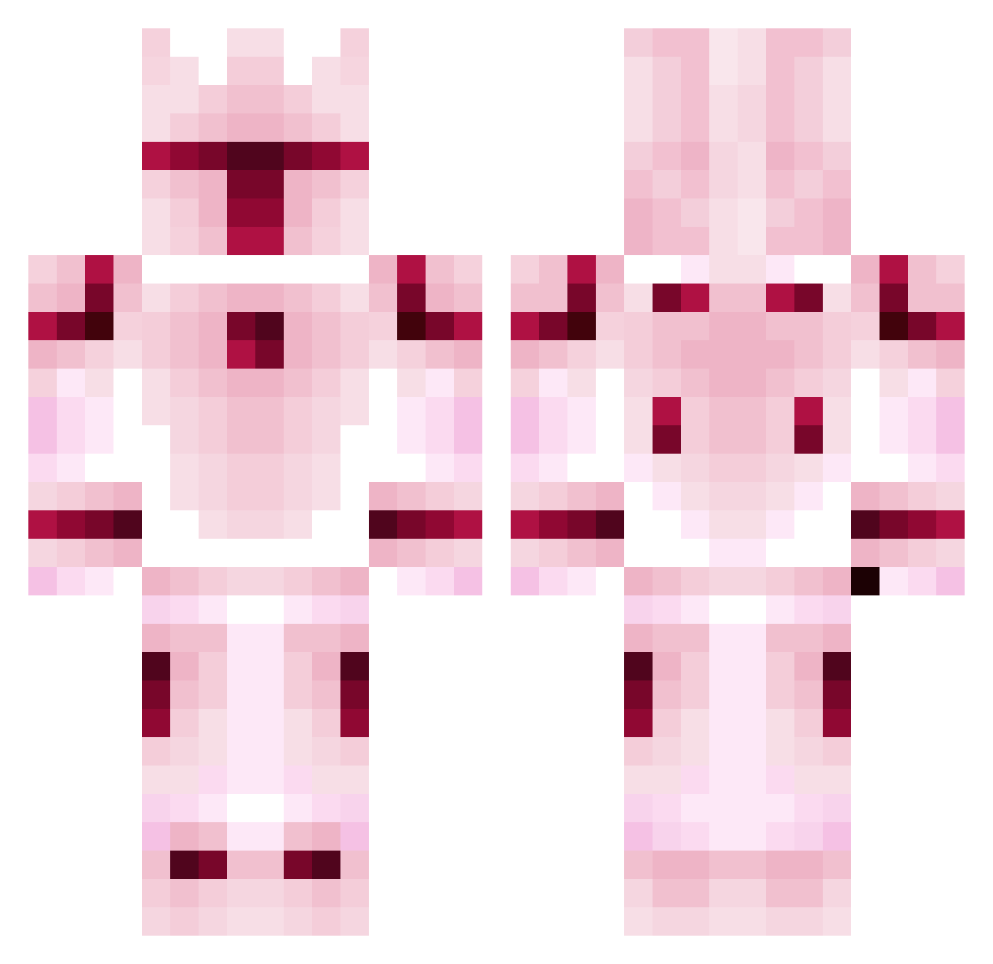 Treasureless Minecraft skin, front and back view