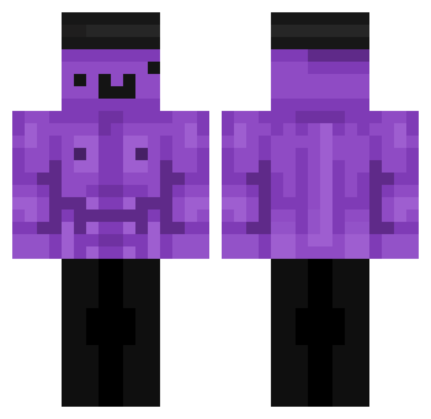 Zayclom Minecraft skin, front and back view