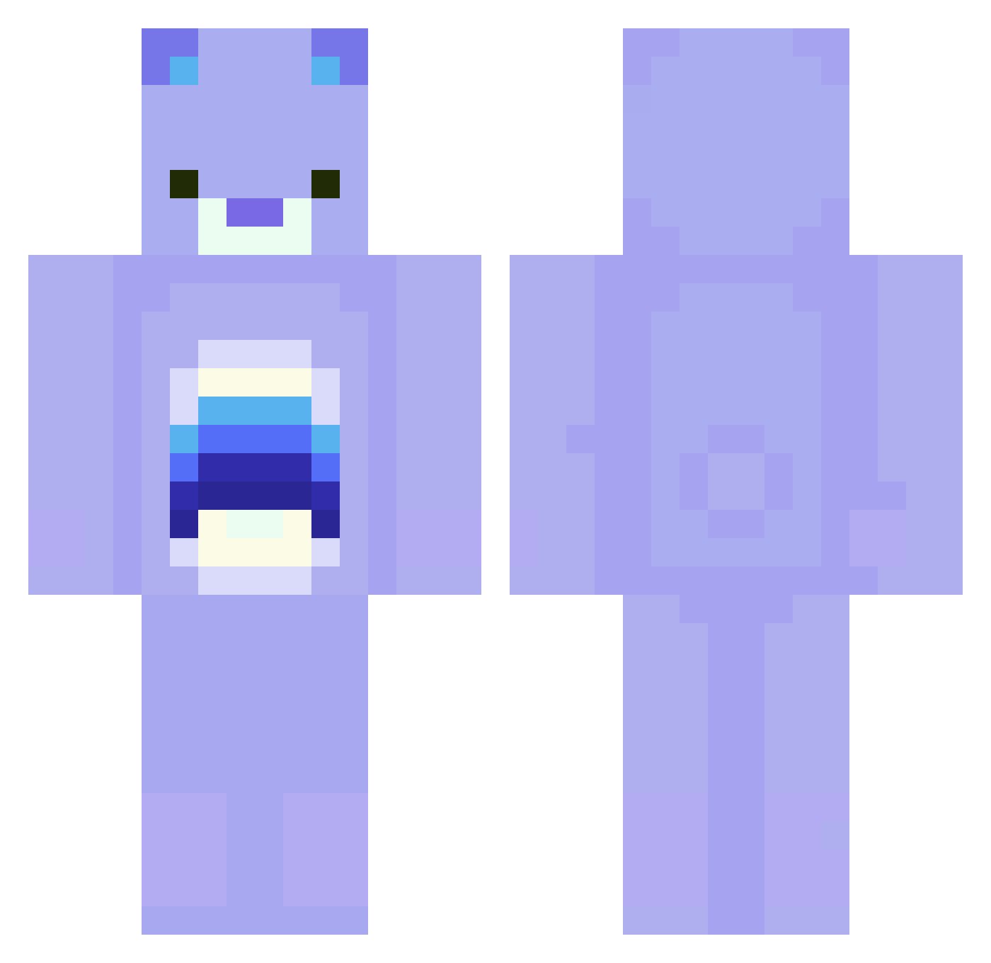 PandAkaza Minecraft skin, front and back view