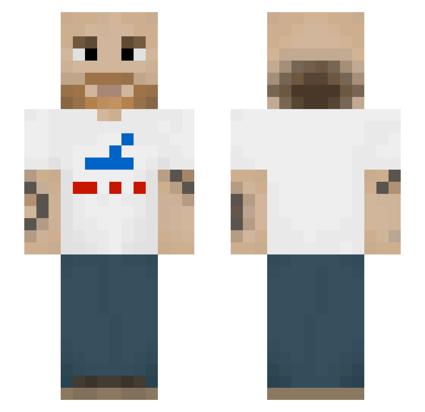 yvexTV Minecraft skin, front and back view
