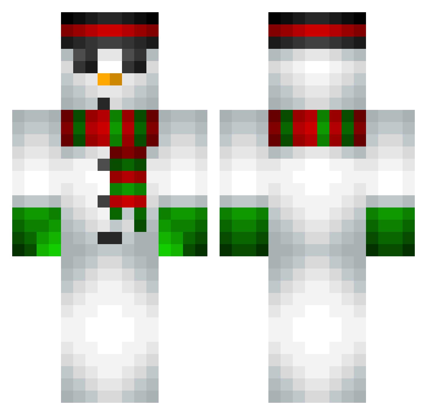 JamieGetsBuckets Minecraft skin, front and back view