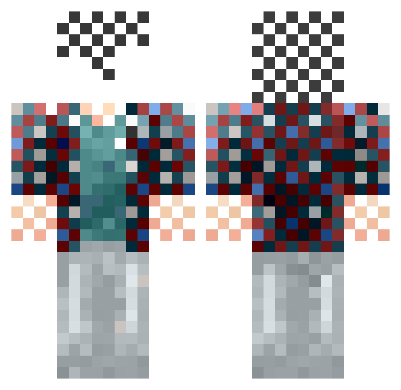 unionidae Minecraft skin, front and back view