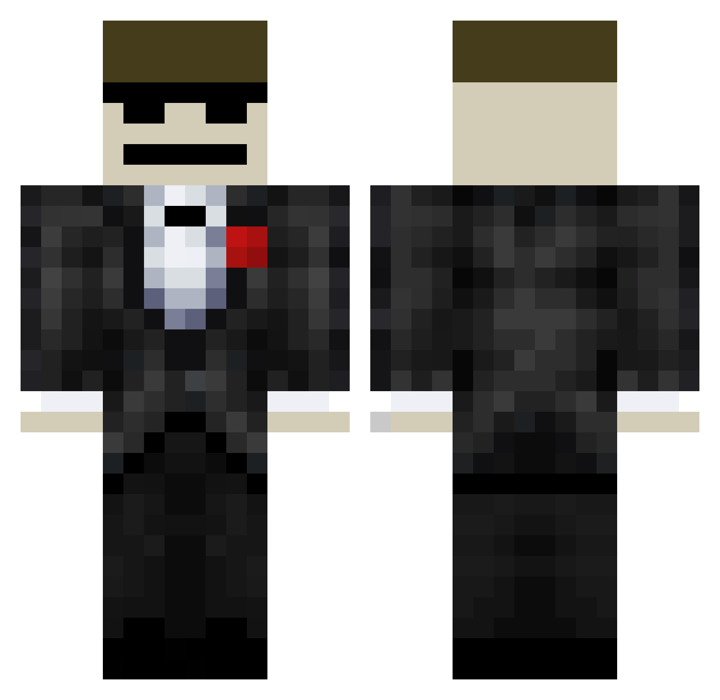 Unexpectedly Minecraft skin, front and back view