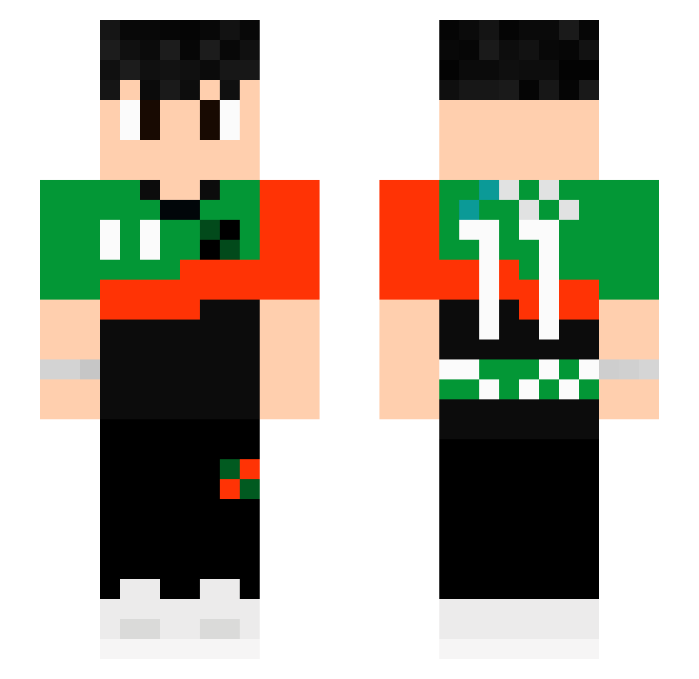 qcjw Minecraft skin, front and back view
