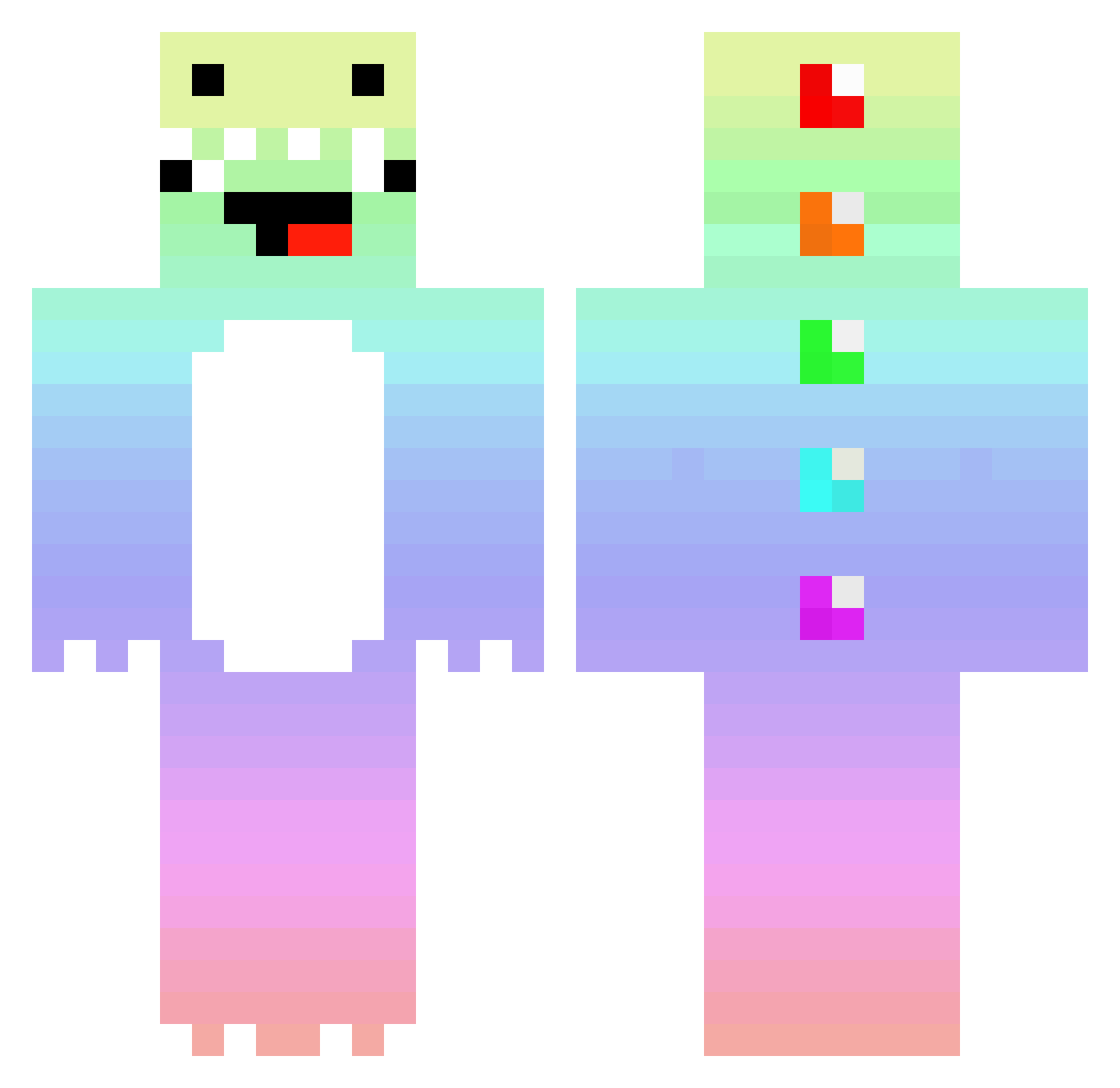 Seated Minecraft skin, front and back view