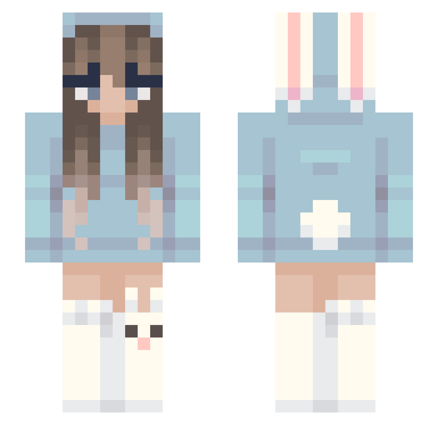 LOveYOOZ Minecraft skin, front and back view