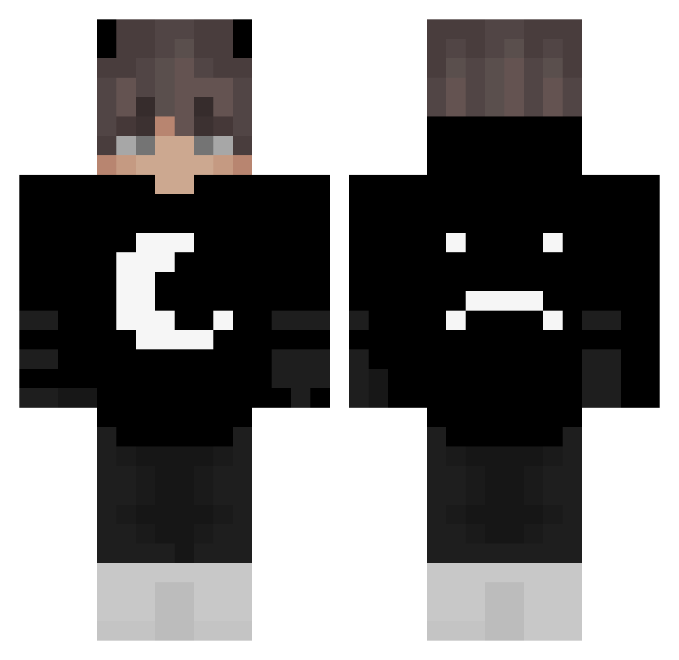 Dami421 Minecraft skin, front and back view