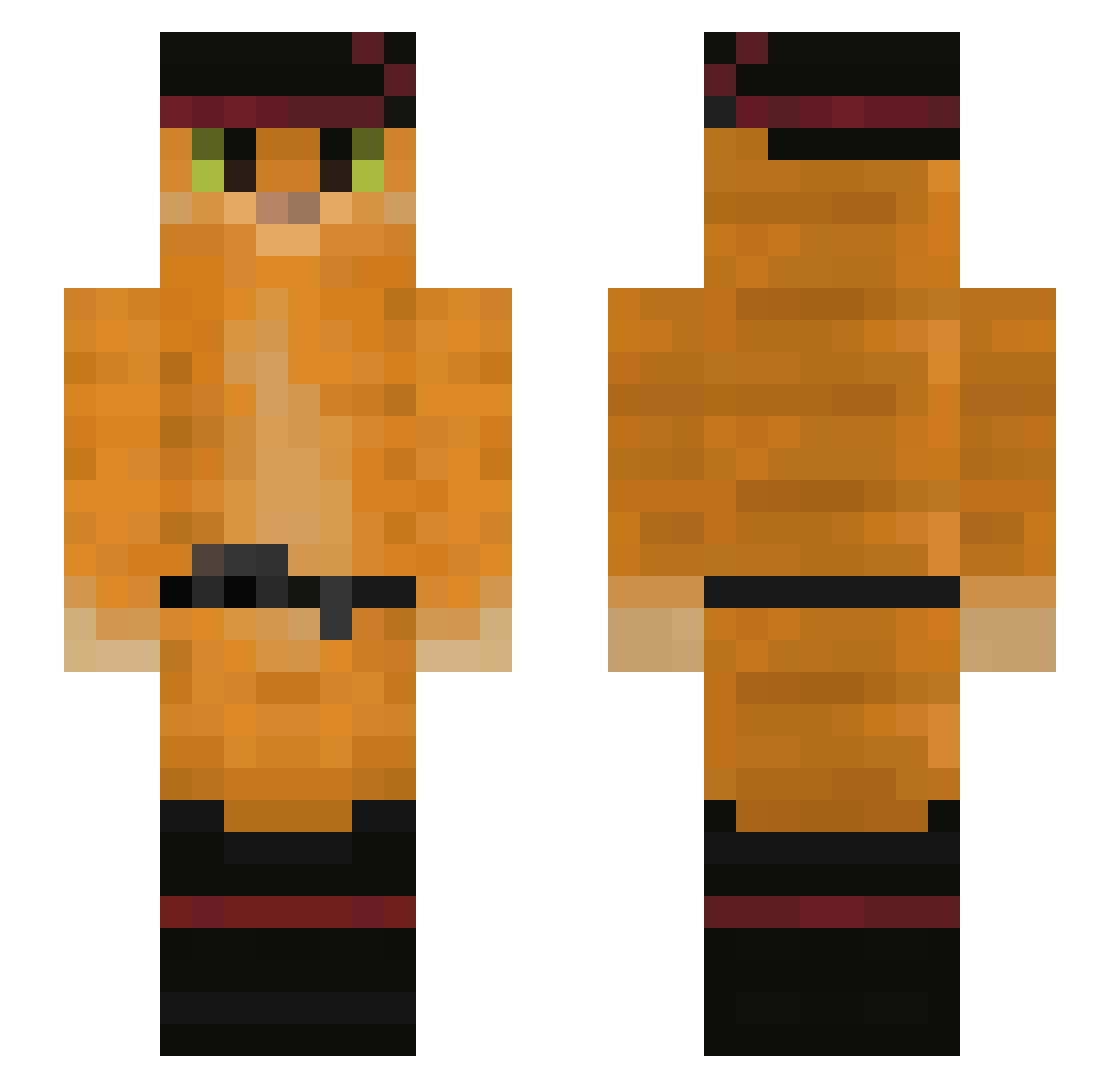 1RafCamora Minecraft skin, front and back view
