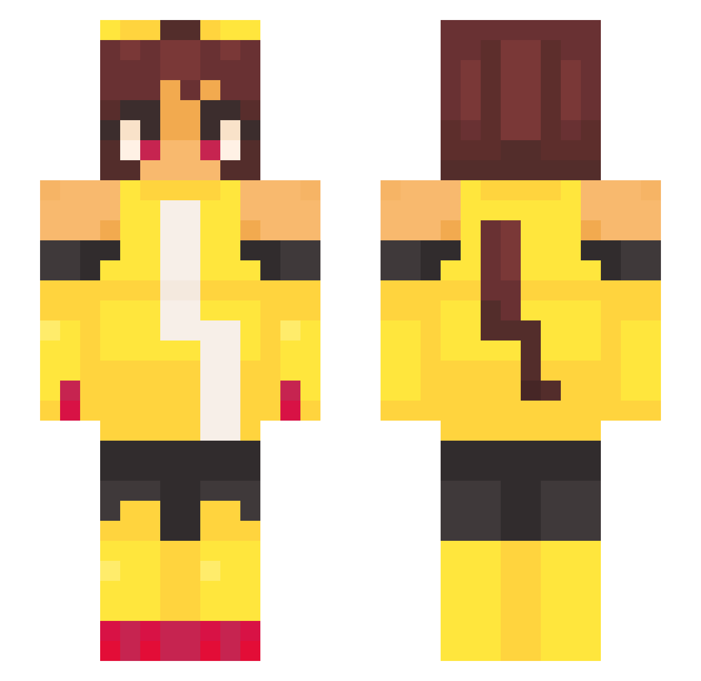 Nowayh Minecraft skin, front and back view